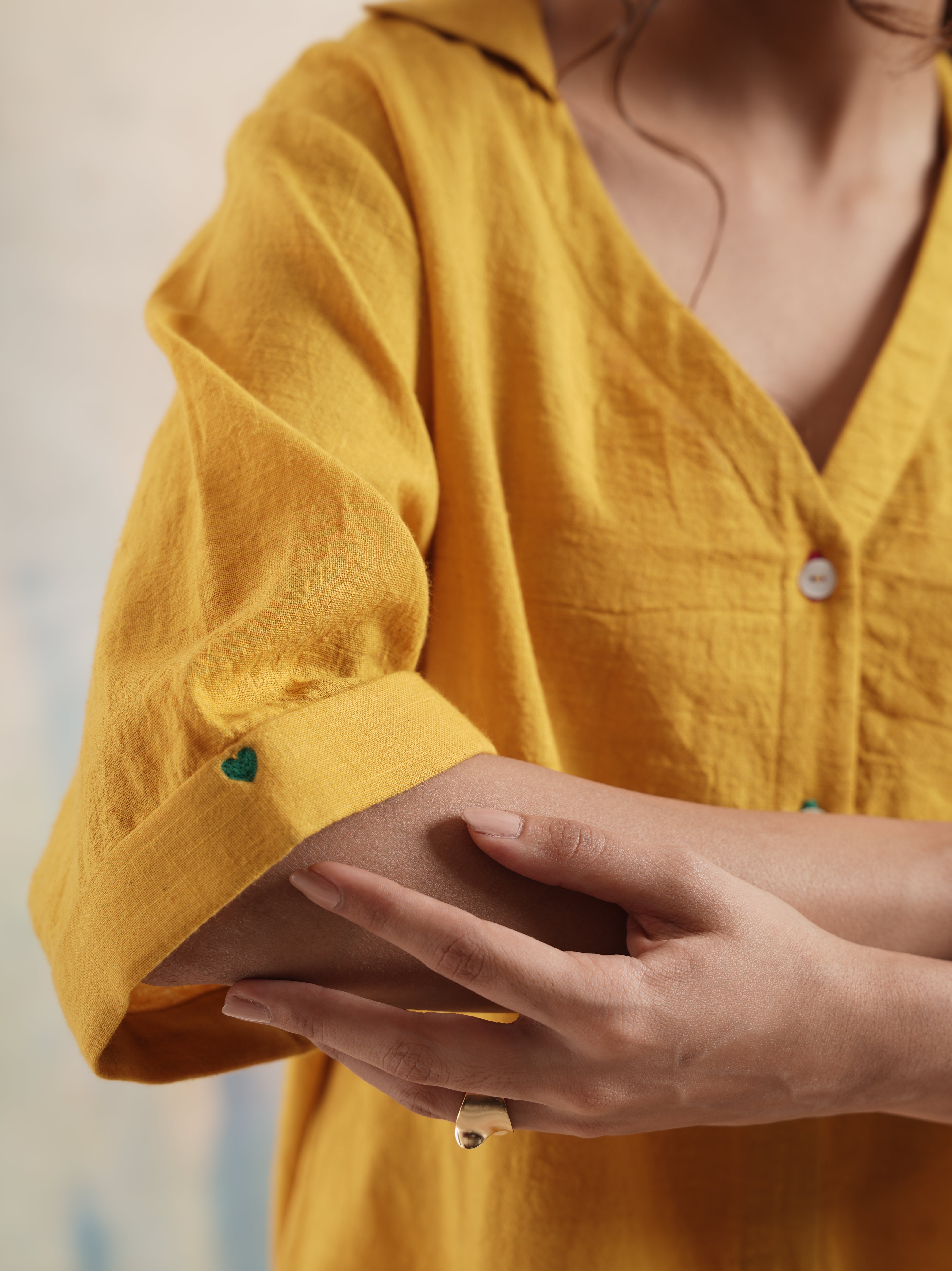 Women's Mustard Short Sleeves Shirt