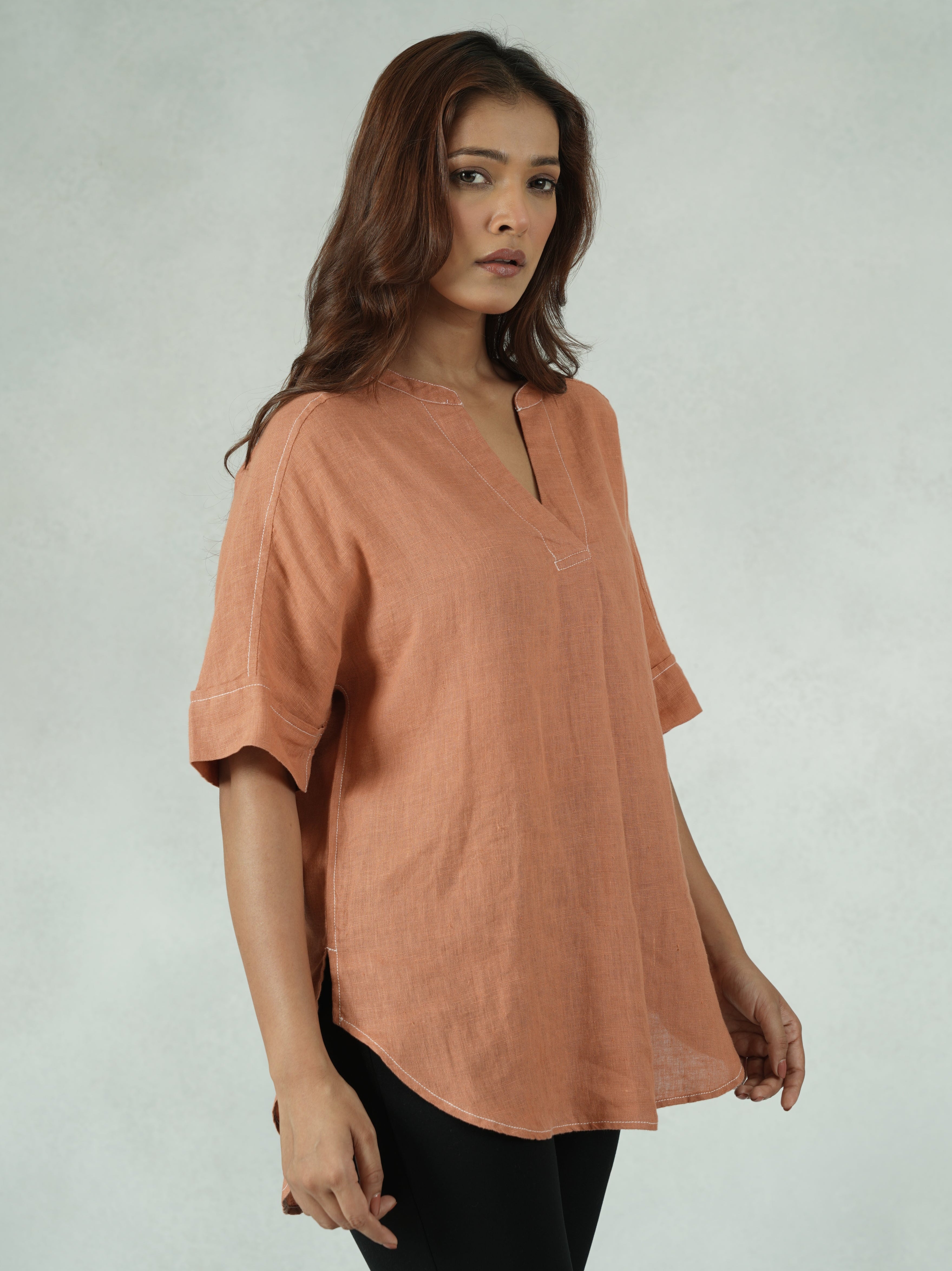 Linen-Rich Drop Shoulder Tunic