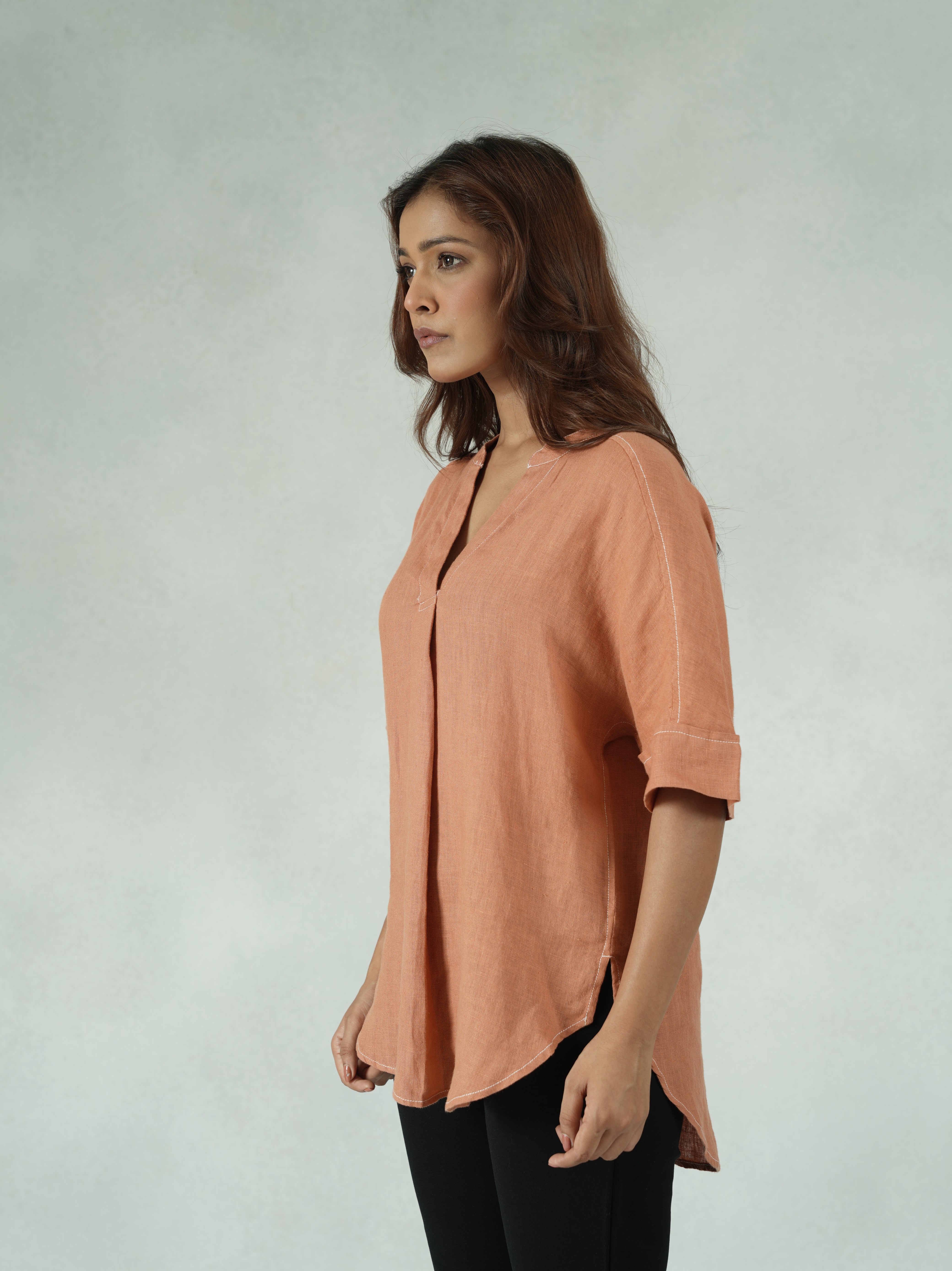 Linen-Rich Drop Shoulder Tunic