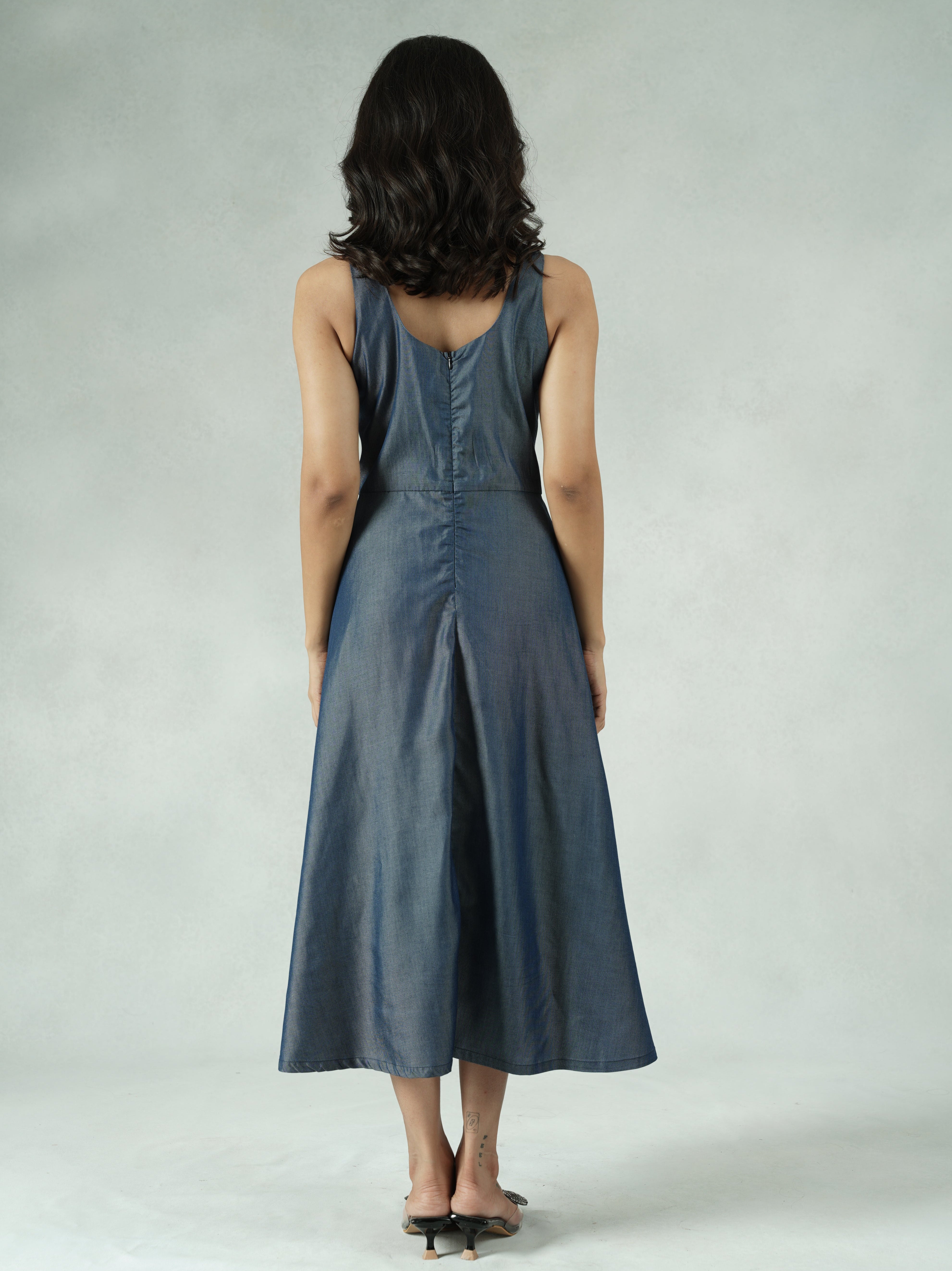 Tencel Bead-Embellished A-Line Dress – Maisie