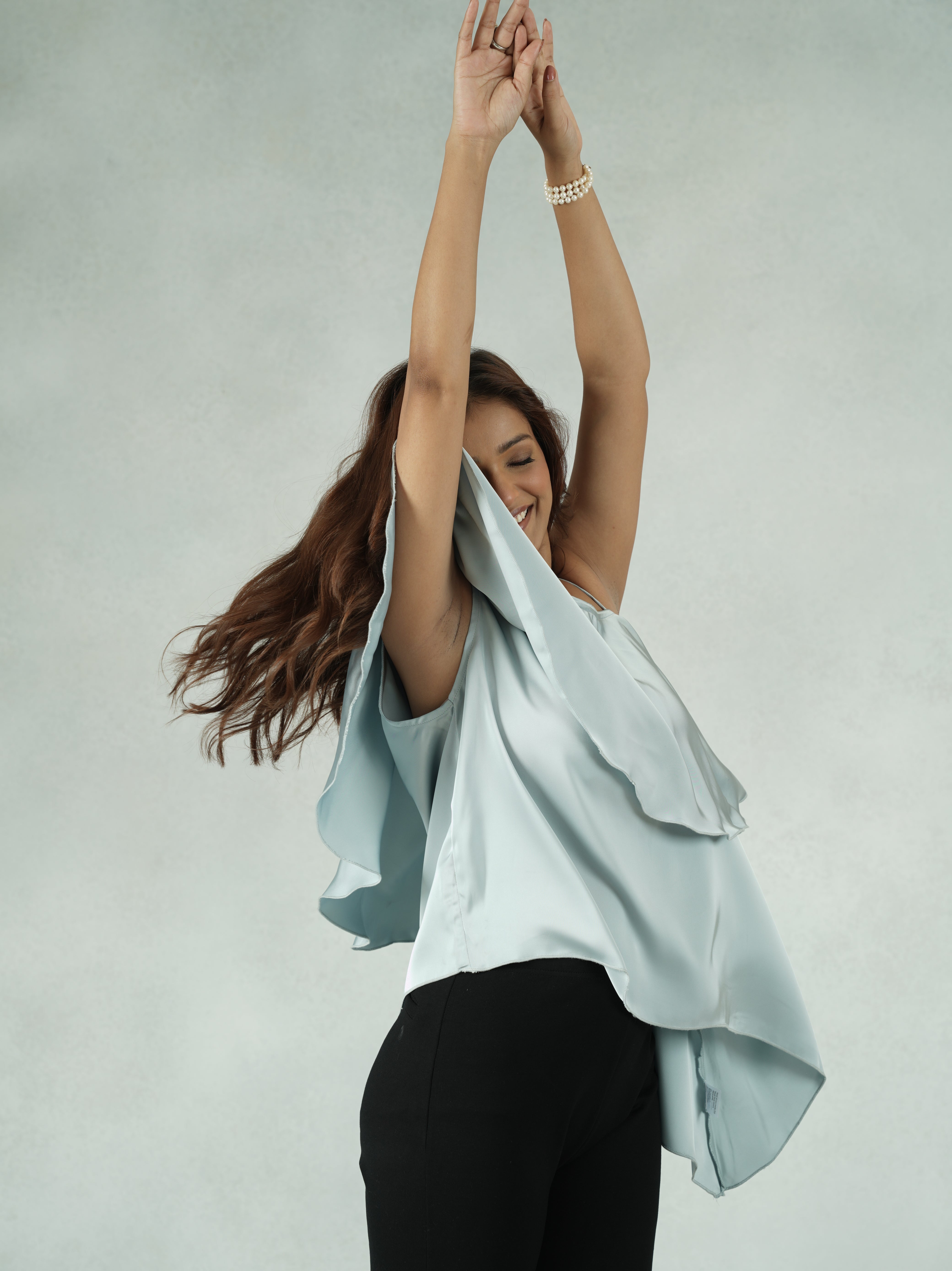 Asymmetrical One-Shoulder Satin Top