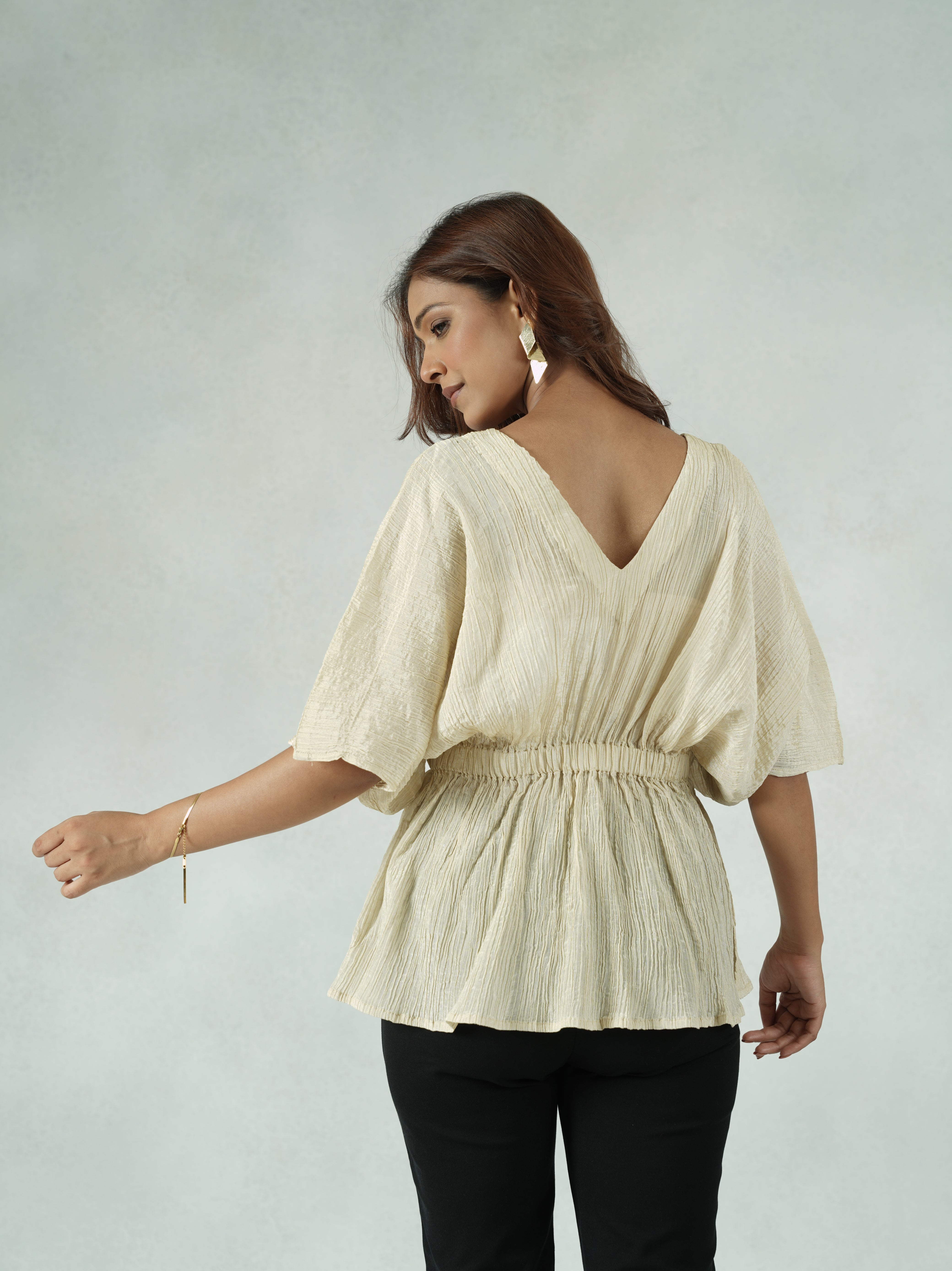 Shimmer Embroidered Blouson Top