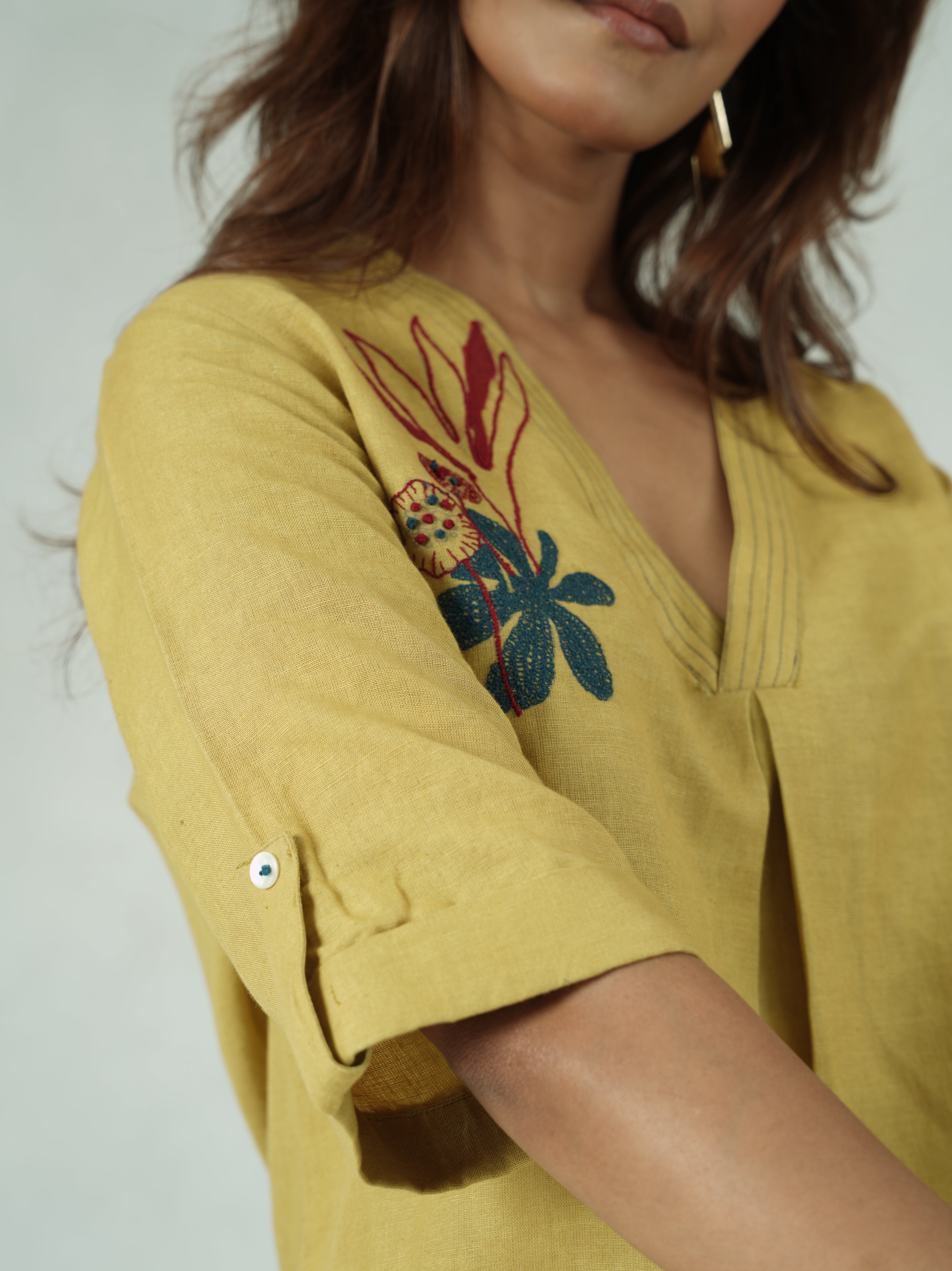 Botanical Embroidered Linen Cotton Co-ord Set
