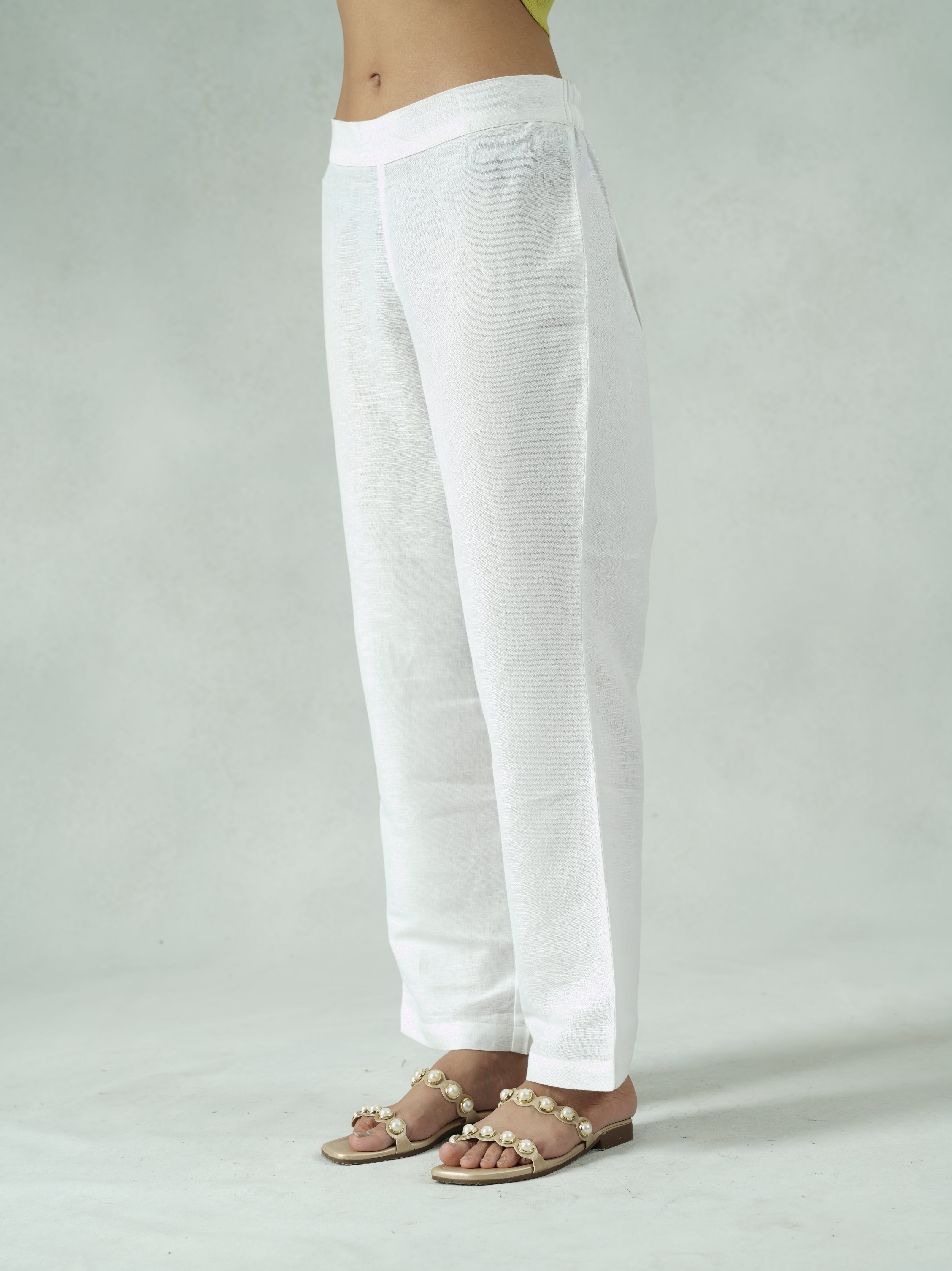 Off-White Pure Cotton straight fit Palazzo Pants