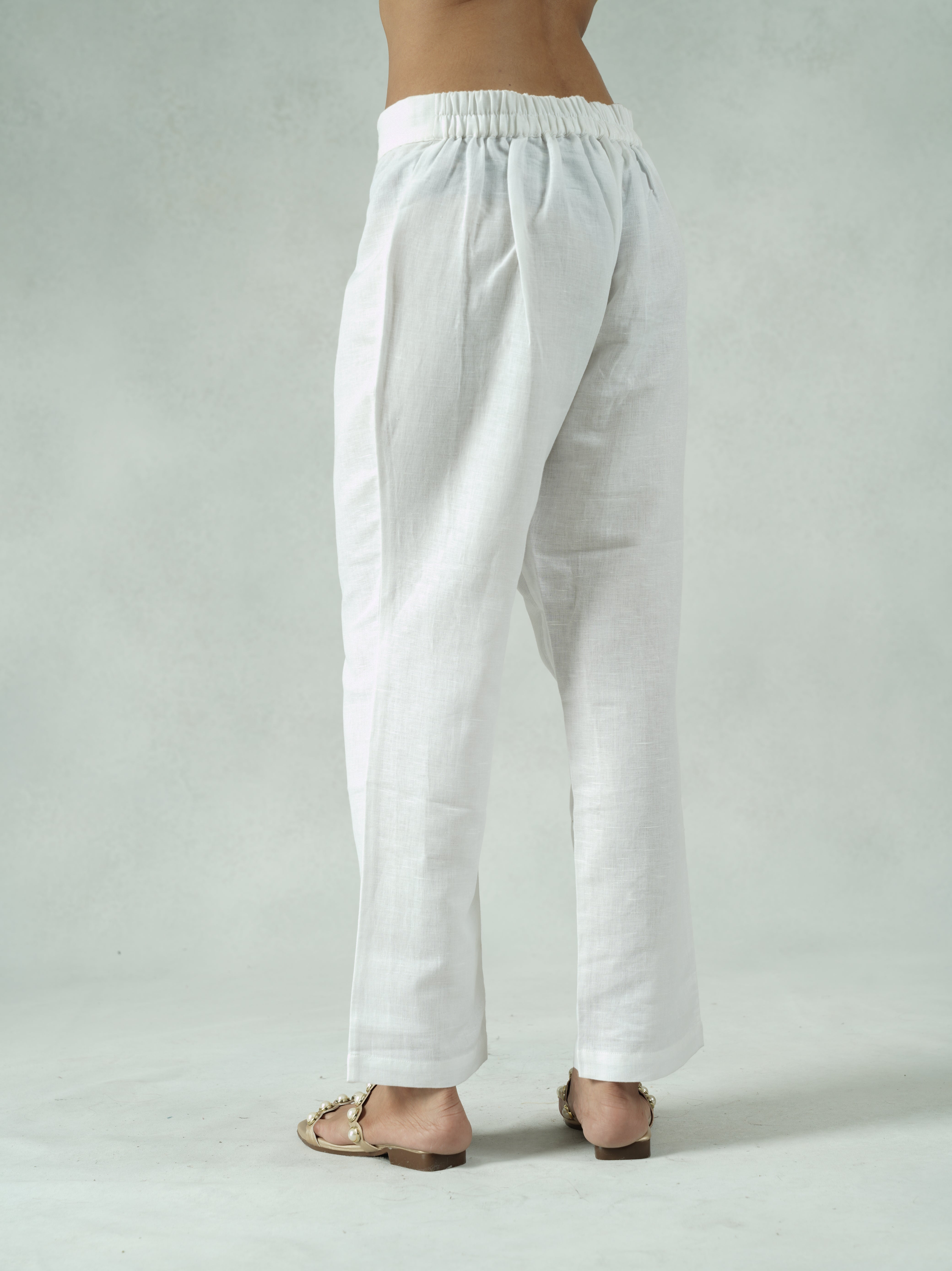 Off-White Pure Cotton straight fit Palazzo Pants