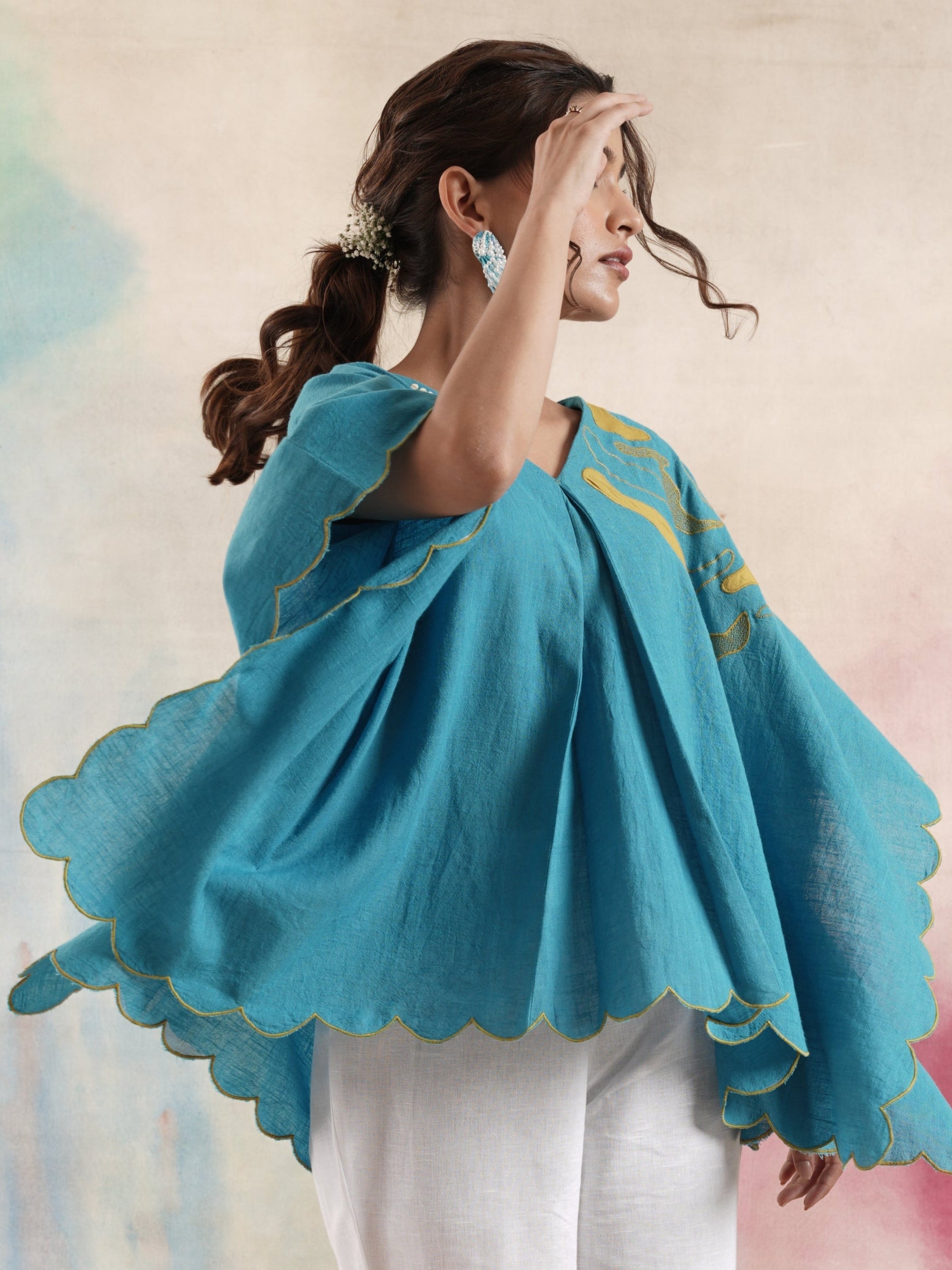 Women's Turqoise Pure Cotton Kaftan