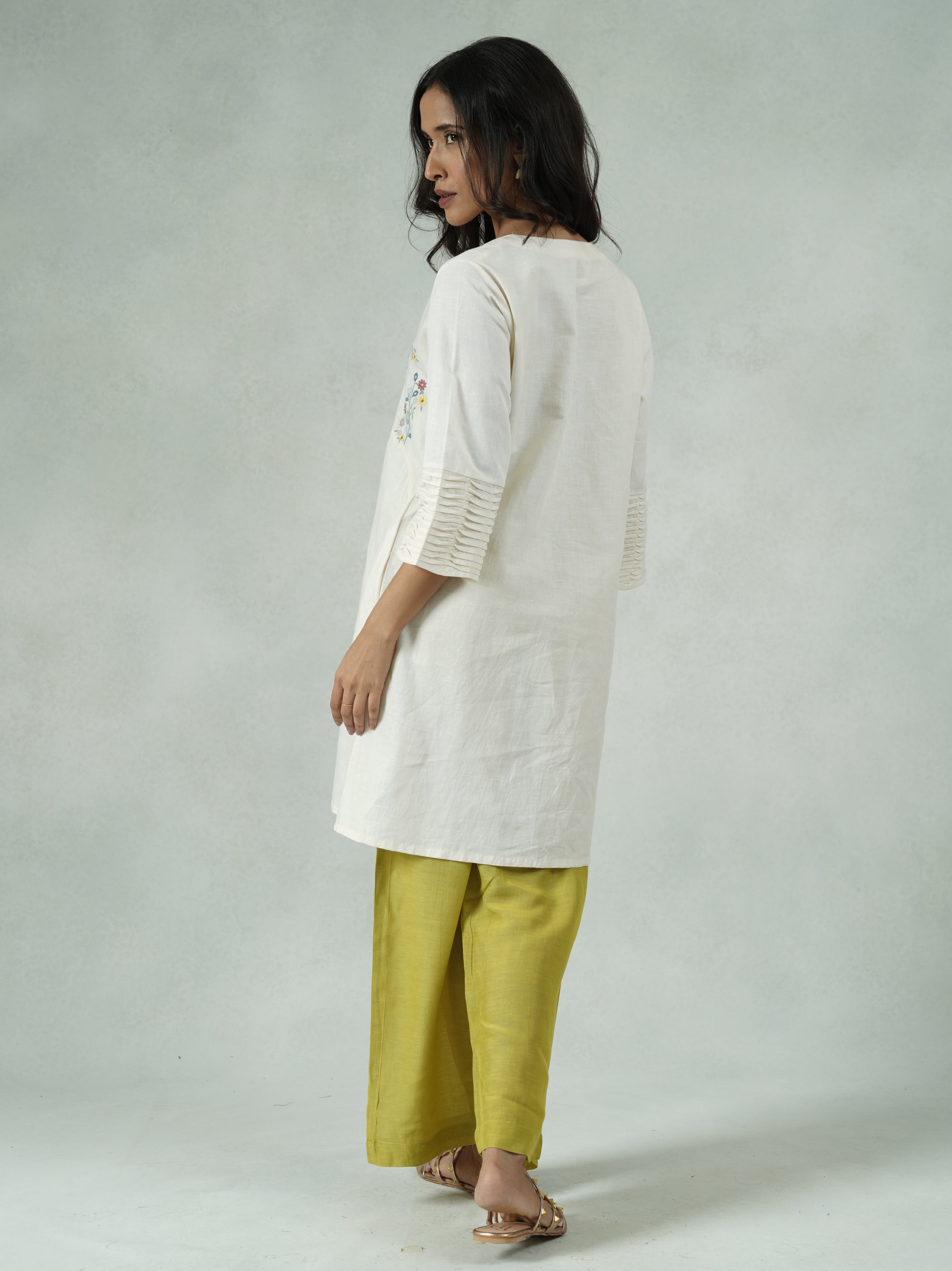 Cotton Linen Colorblock Kurta Pant Set – Aleya