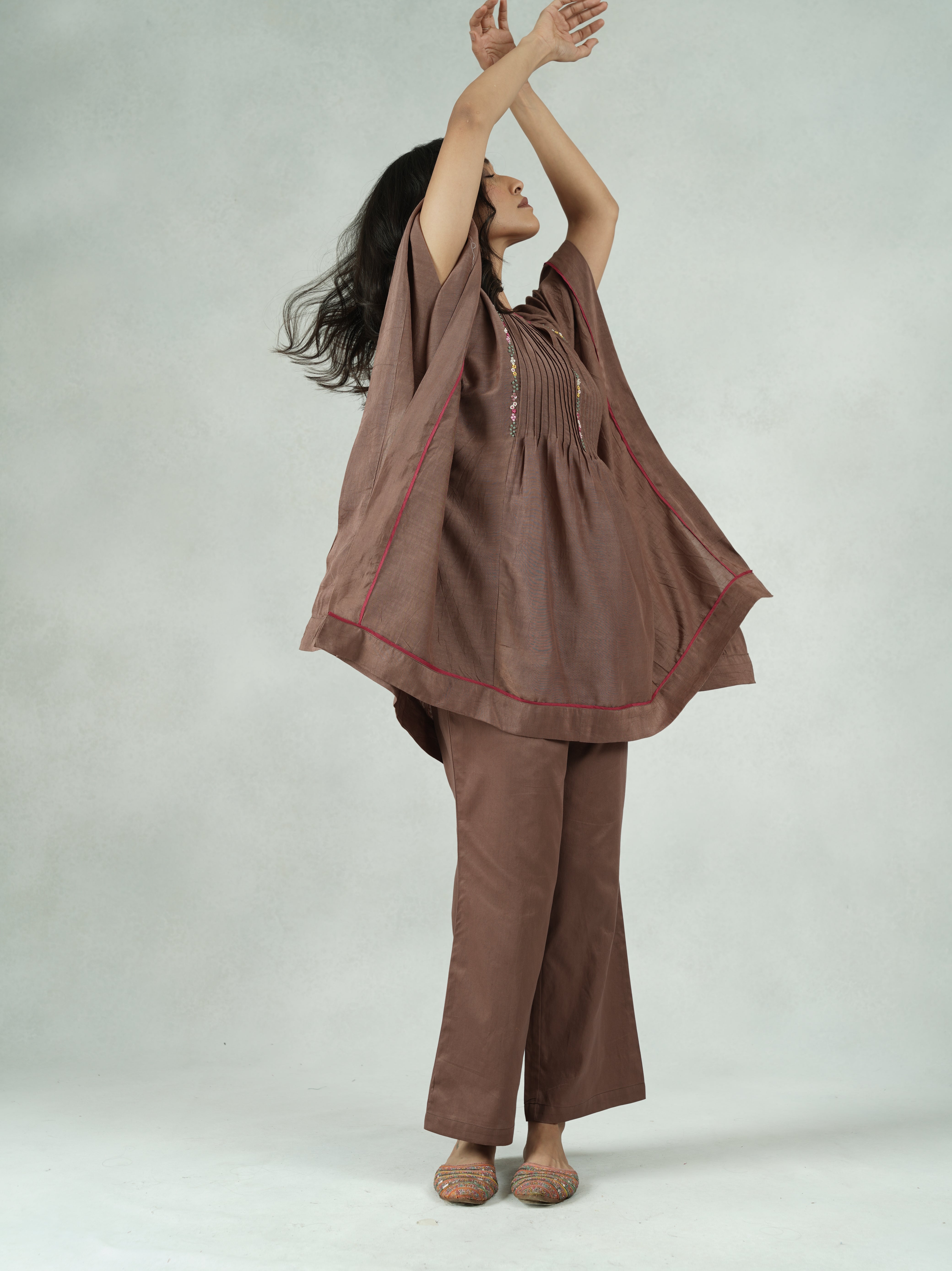 Viscose Linen Hand-Embroidered Kaftan Co-ord Set – Jaya