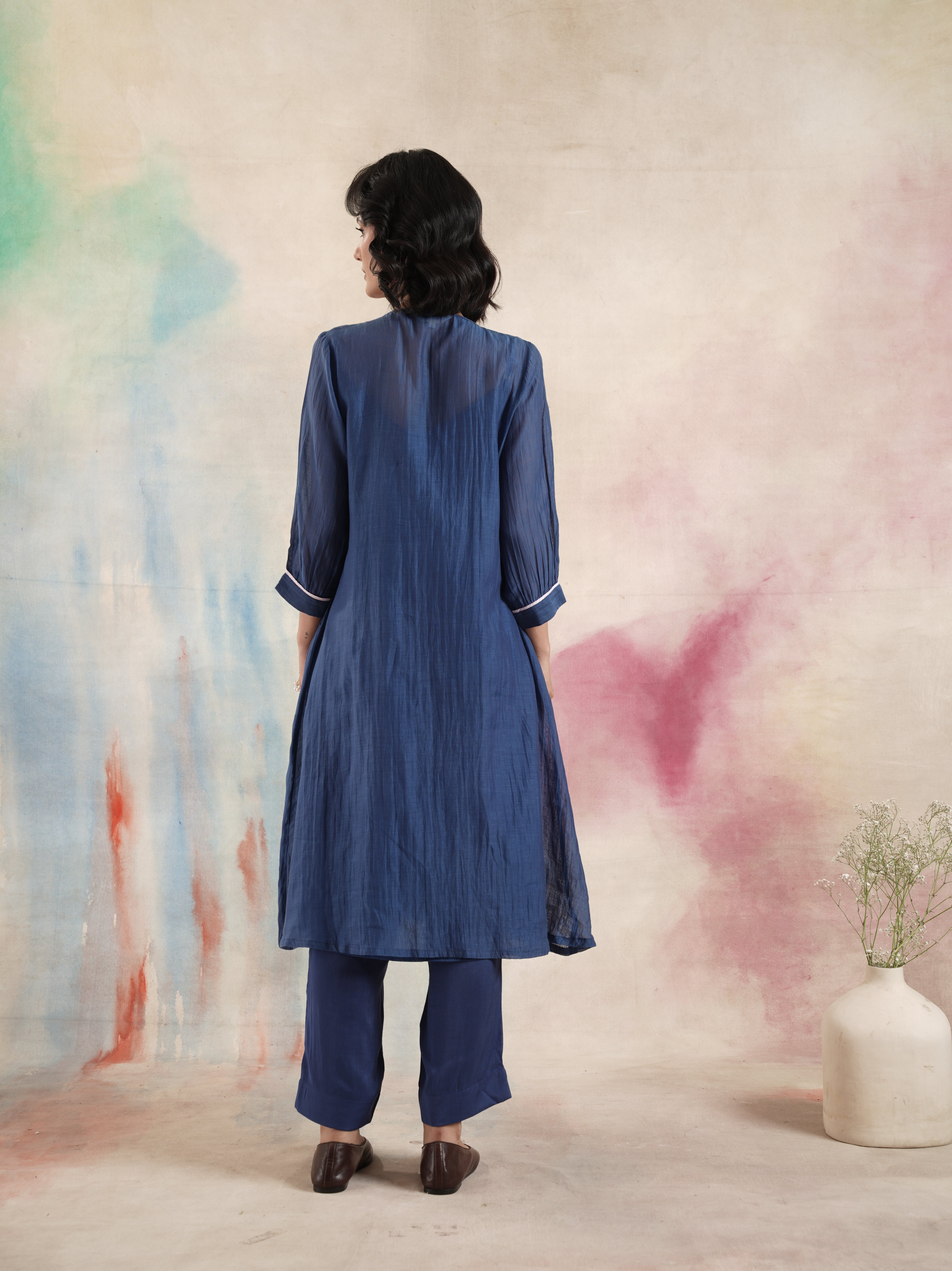 Women's Blue Chanderi Kurta Set