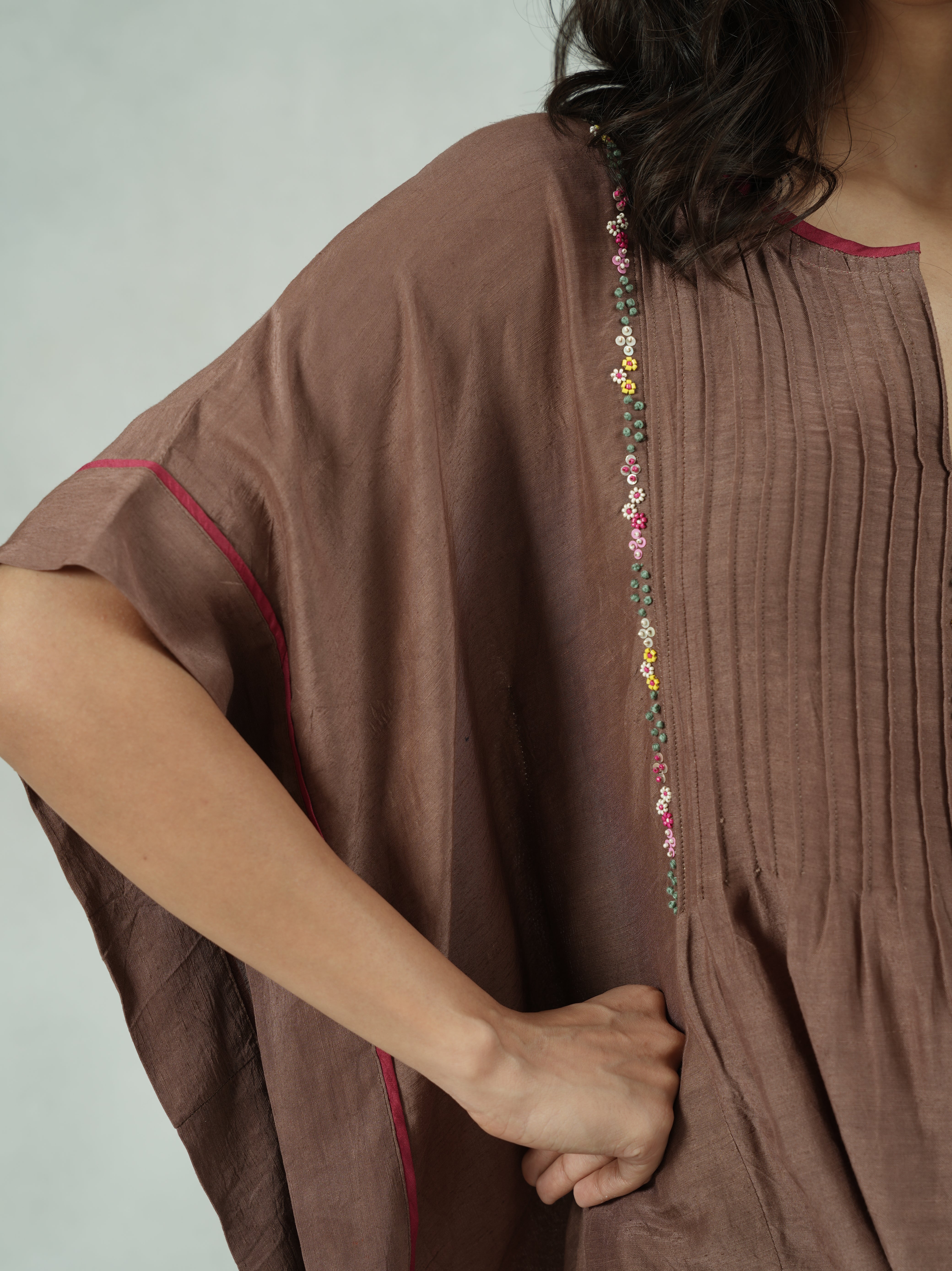Viscose Linen Hand-Embroidered Kaftan Co-ord Set – Jaya