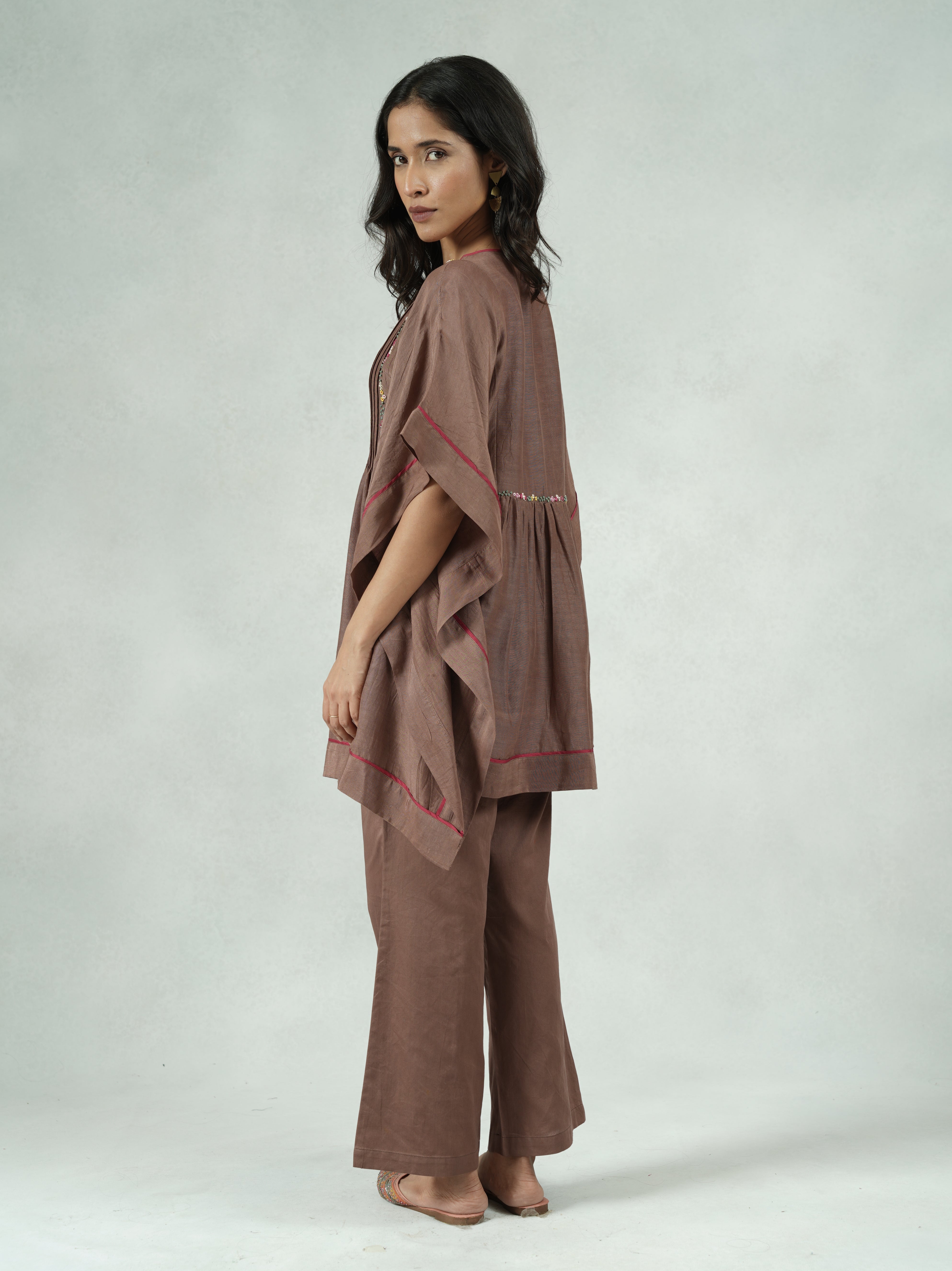 Viscose Linen Hand-Embroidered Kaftan Co-ord Set – Jaya