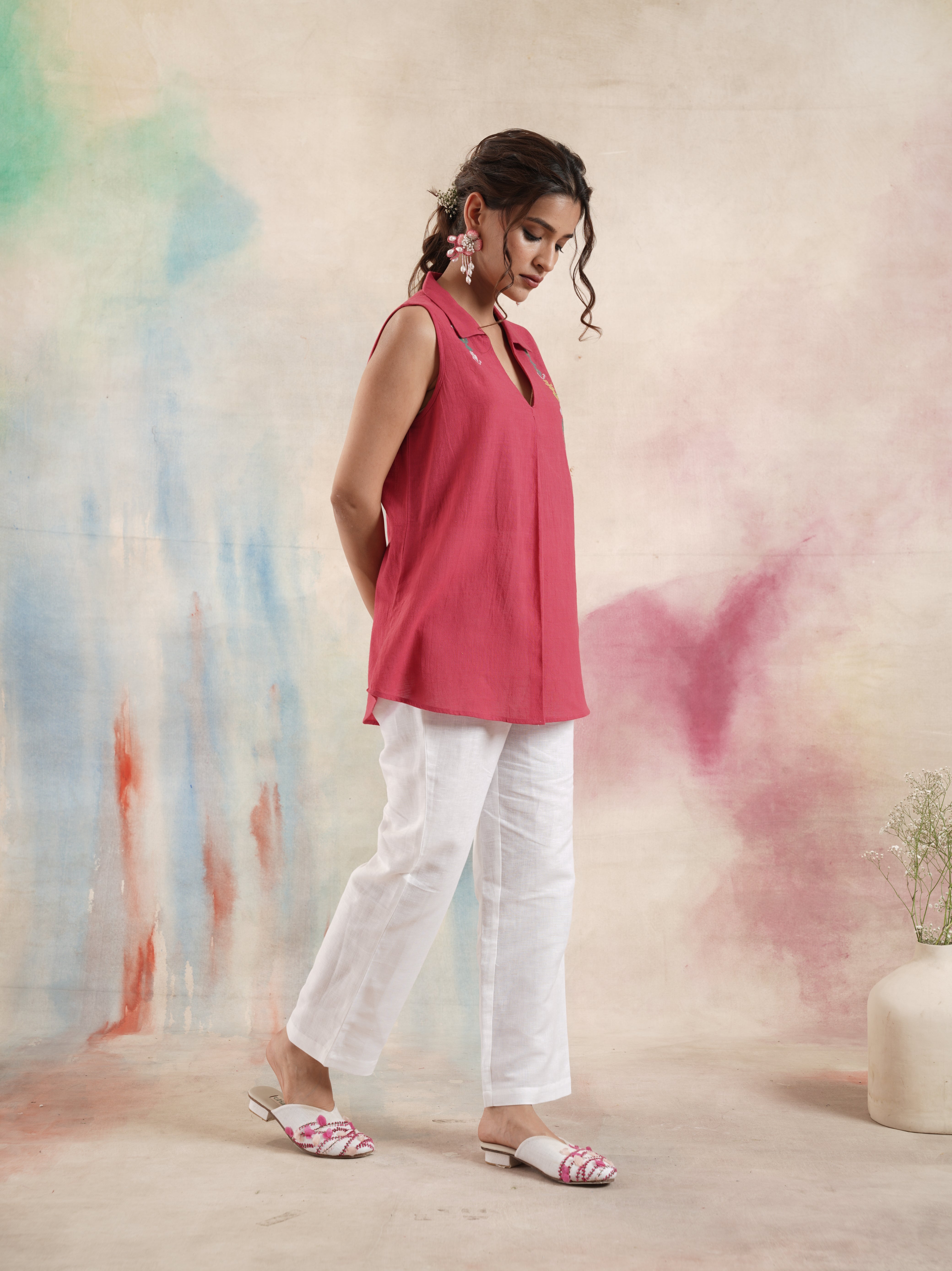 Women's Sleeveless Embroidered Top