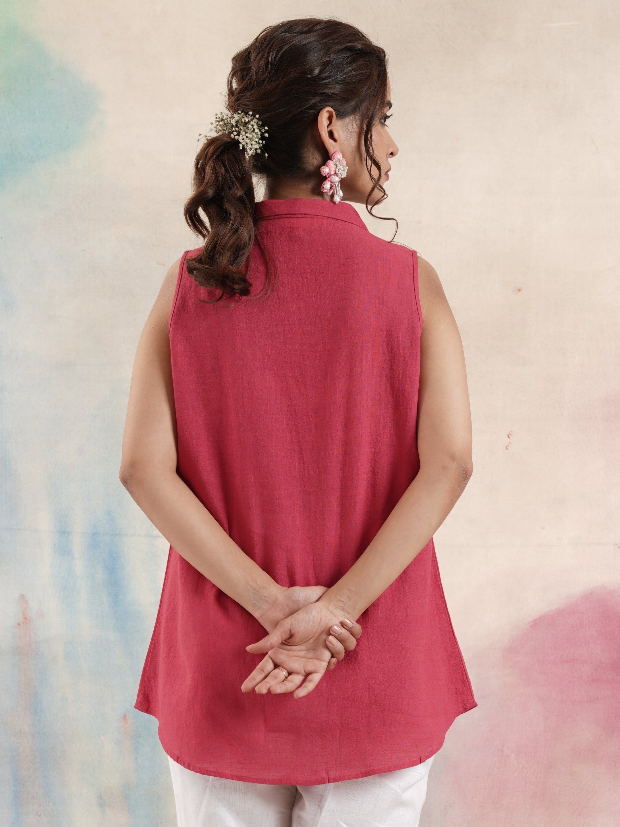 Women's Sleeveless Embroidered Top
