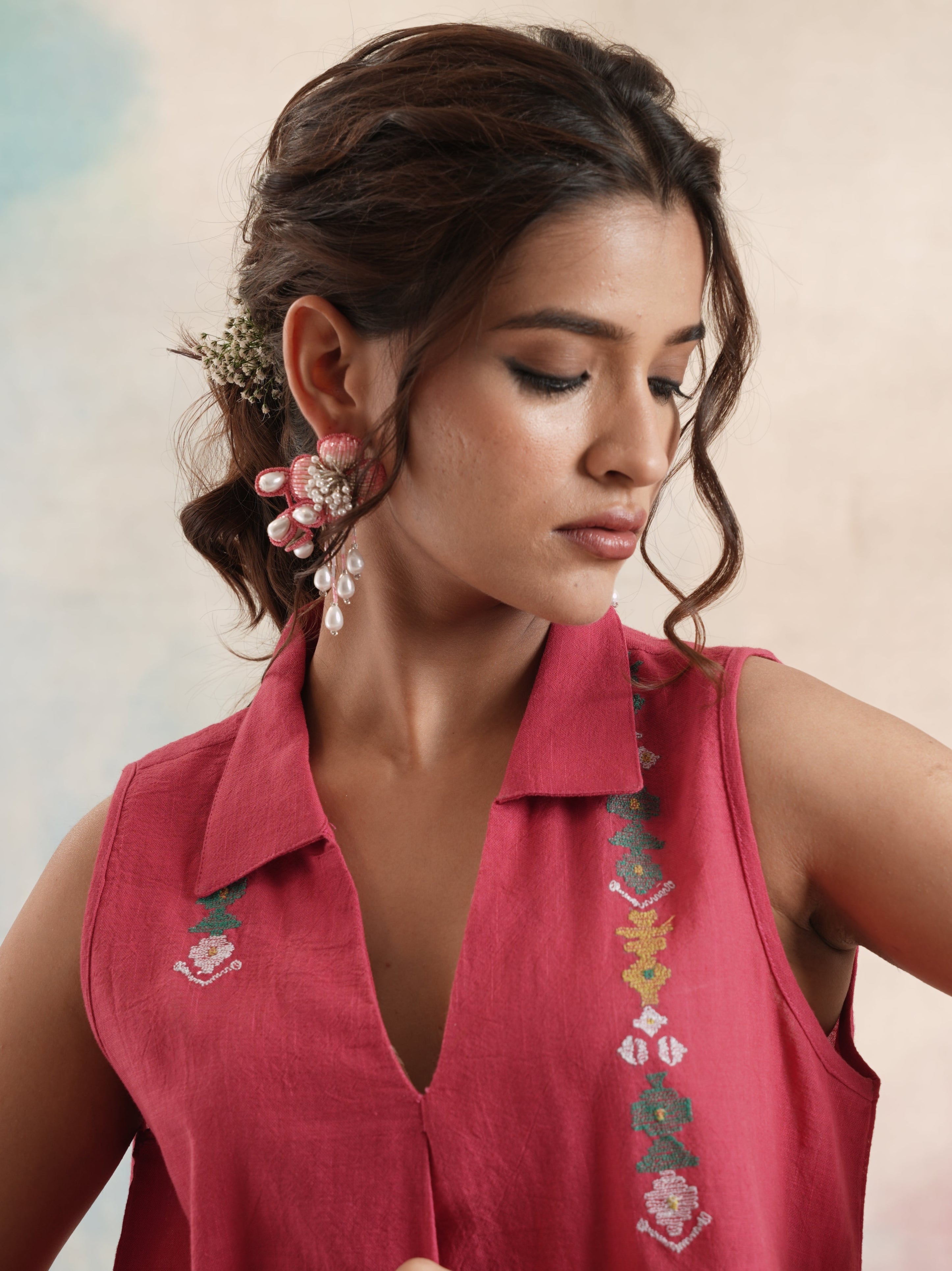 Women's Sleeveless Embroidered Top
