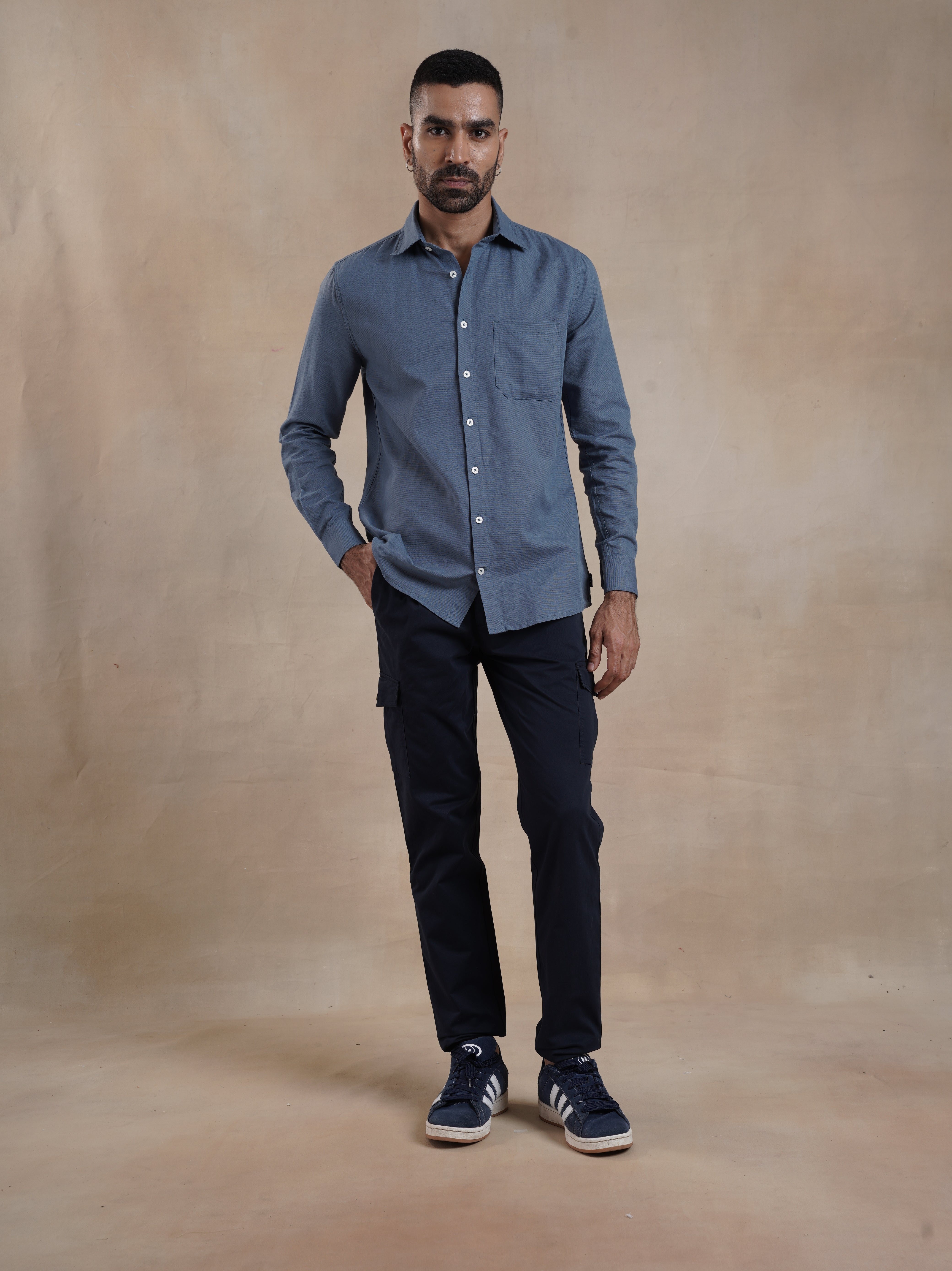 Men's Regular Fit Navy Cargos