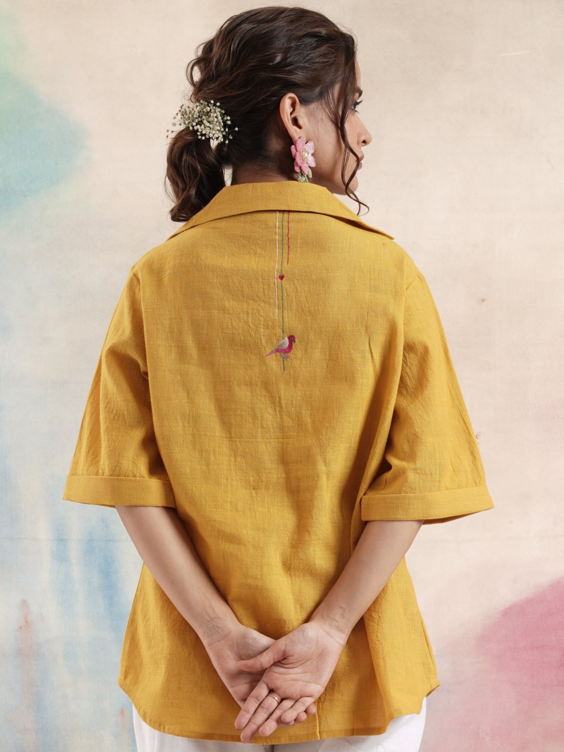 Women's Mustard Short Sleeves Shirt