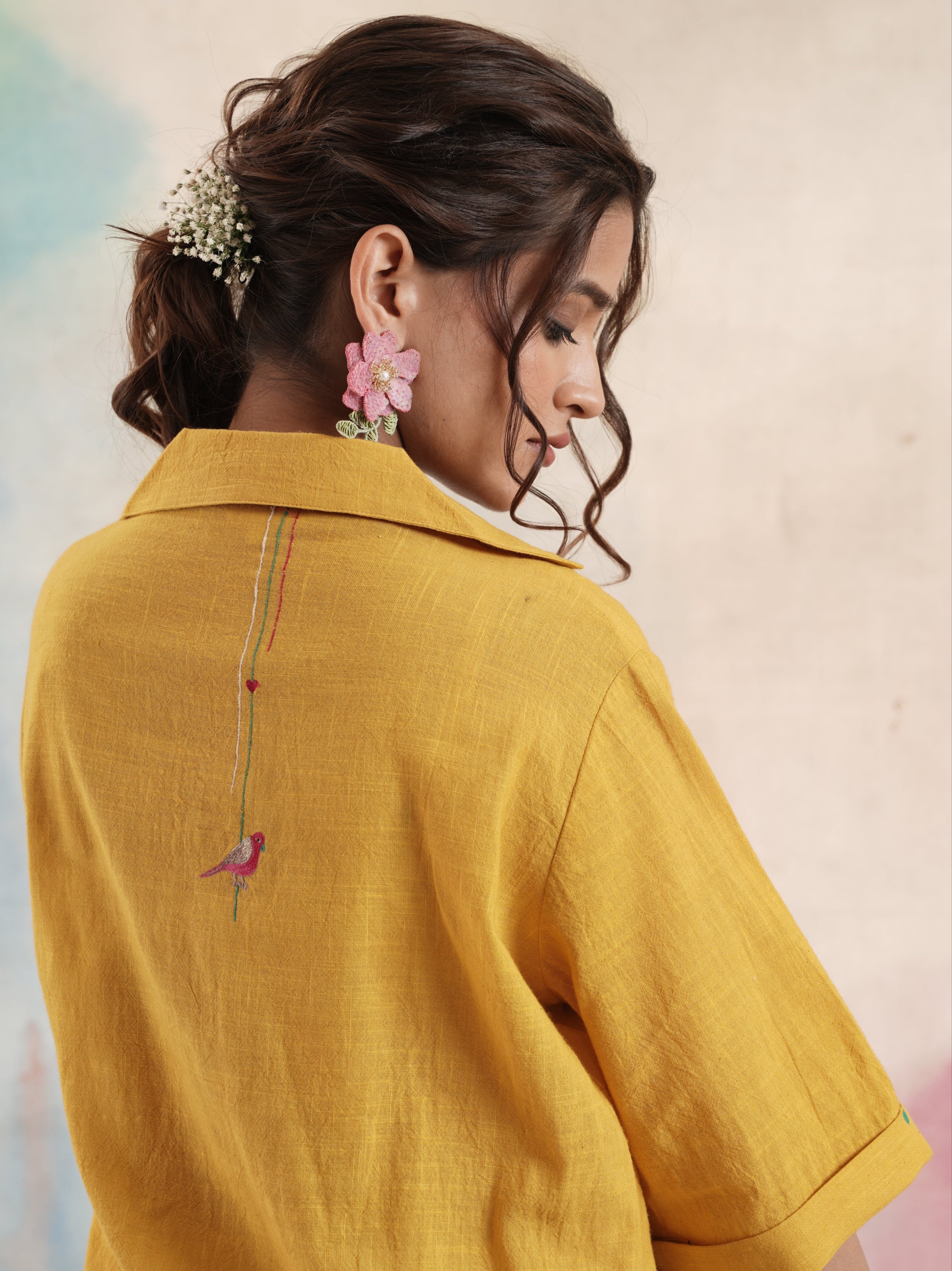 Women's Mustard Short Sleeves Shirt