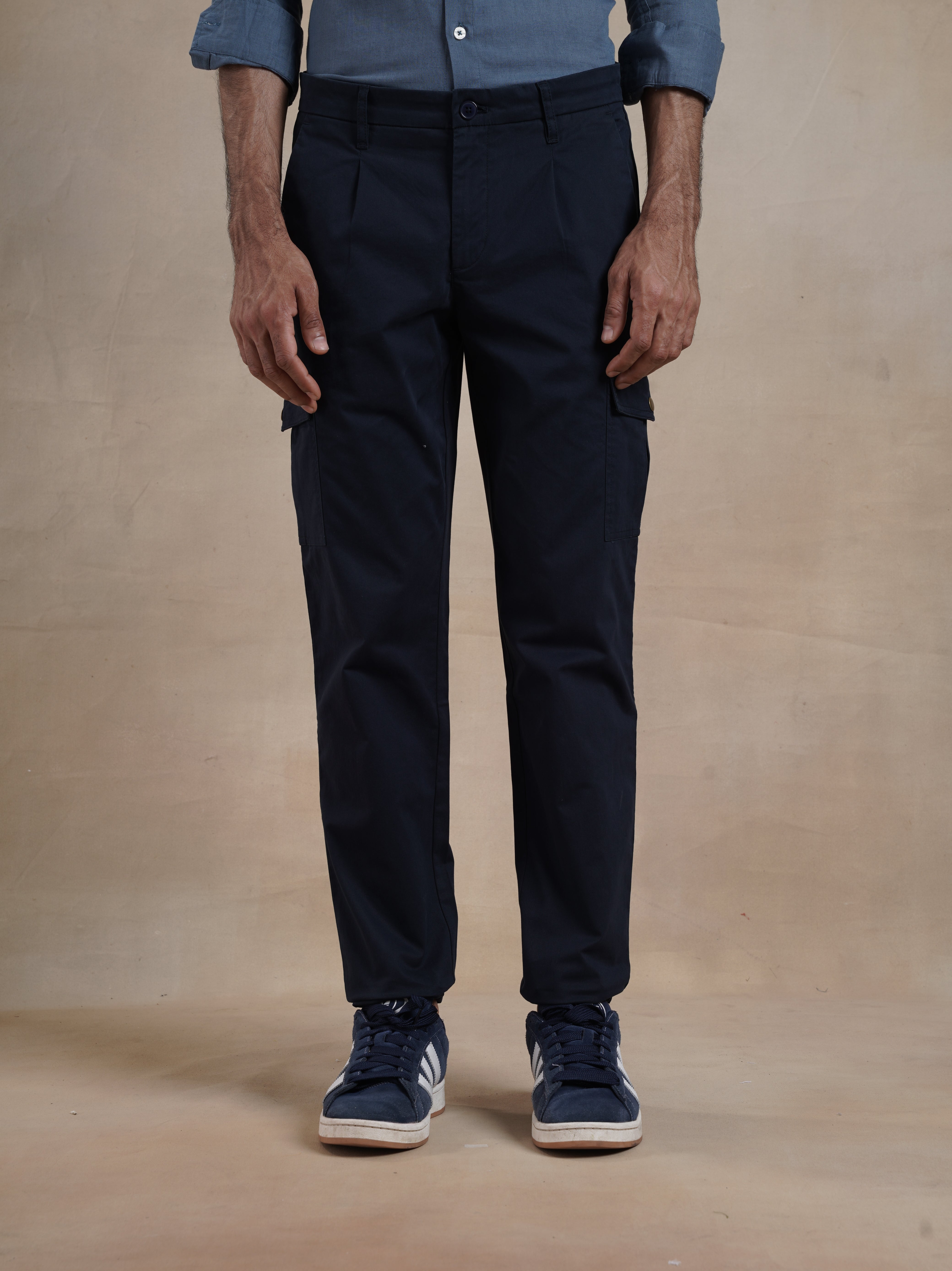 Men's Regular Fit Navy Cargos