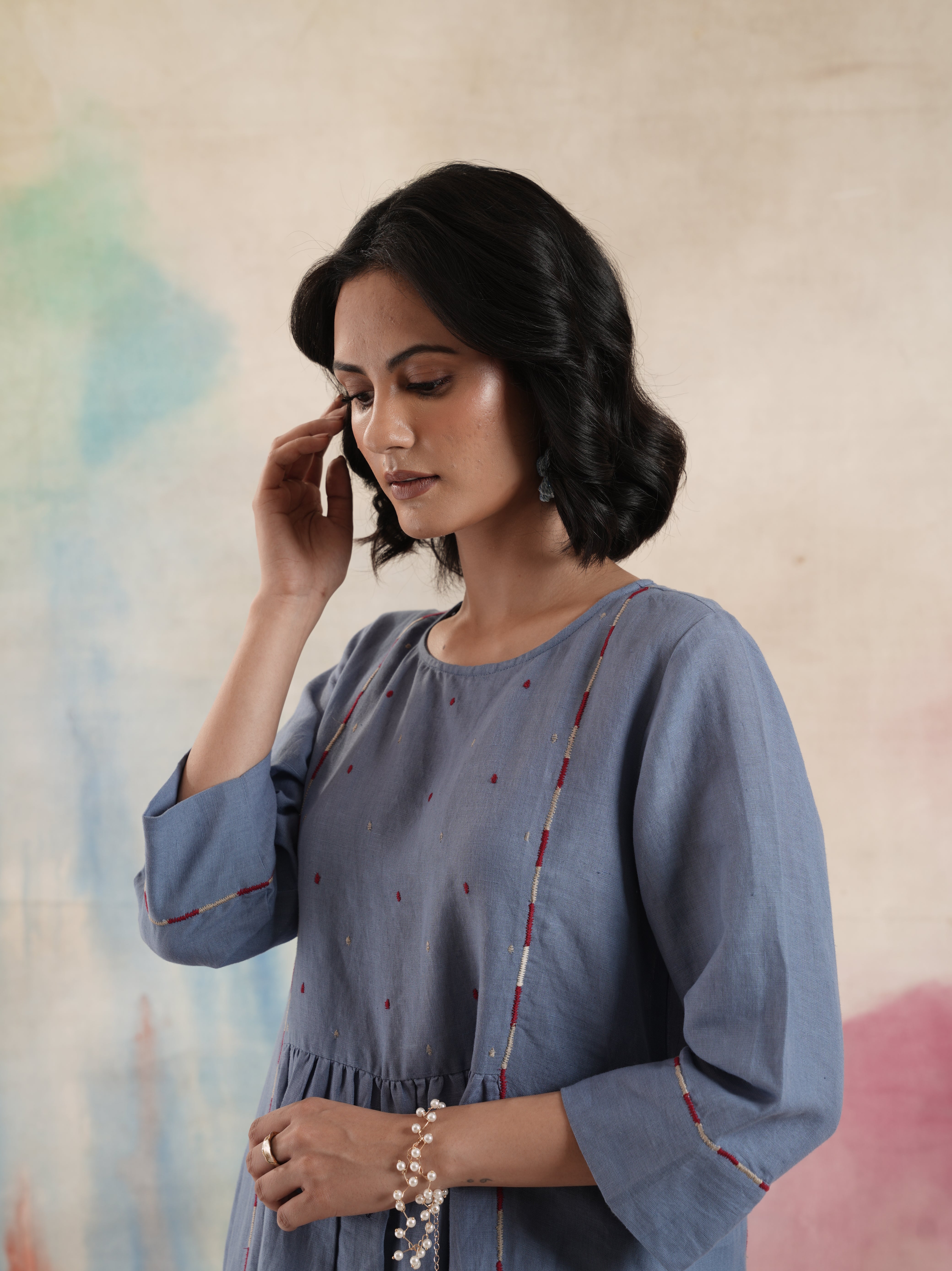 Women's Purple Embroidered Kurta Set