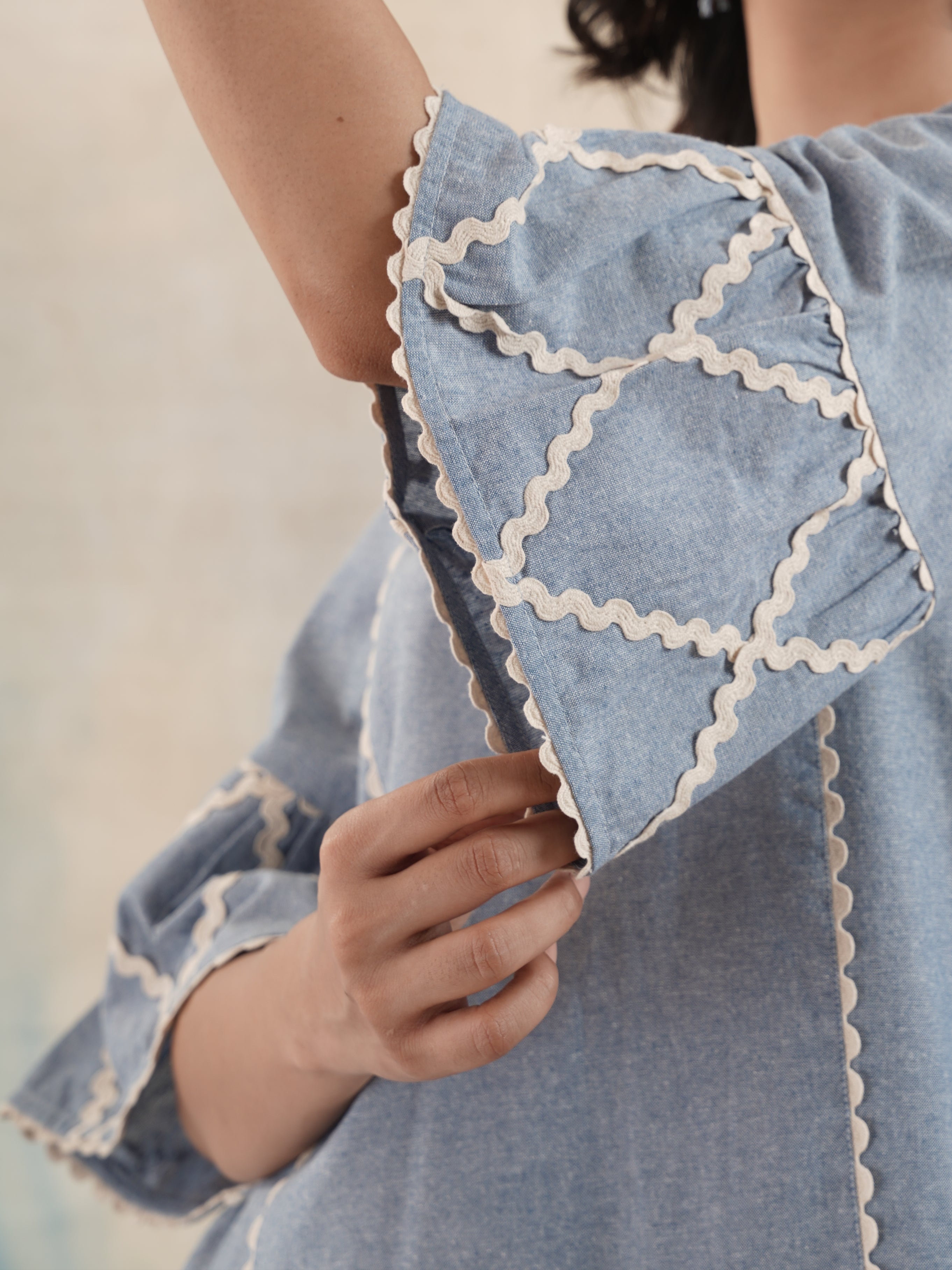 Women's Lace Detailed Chambray Kurta