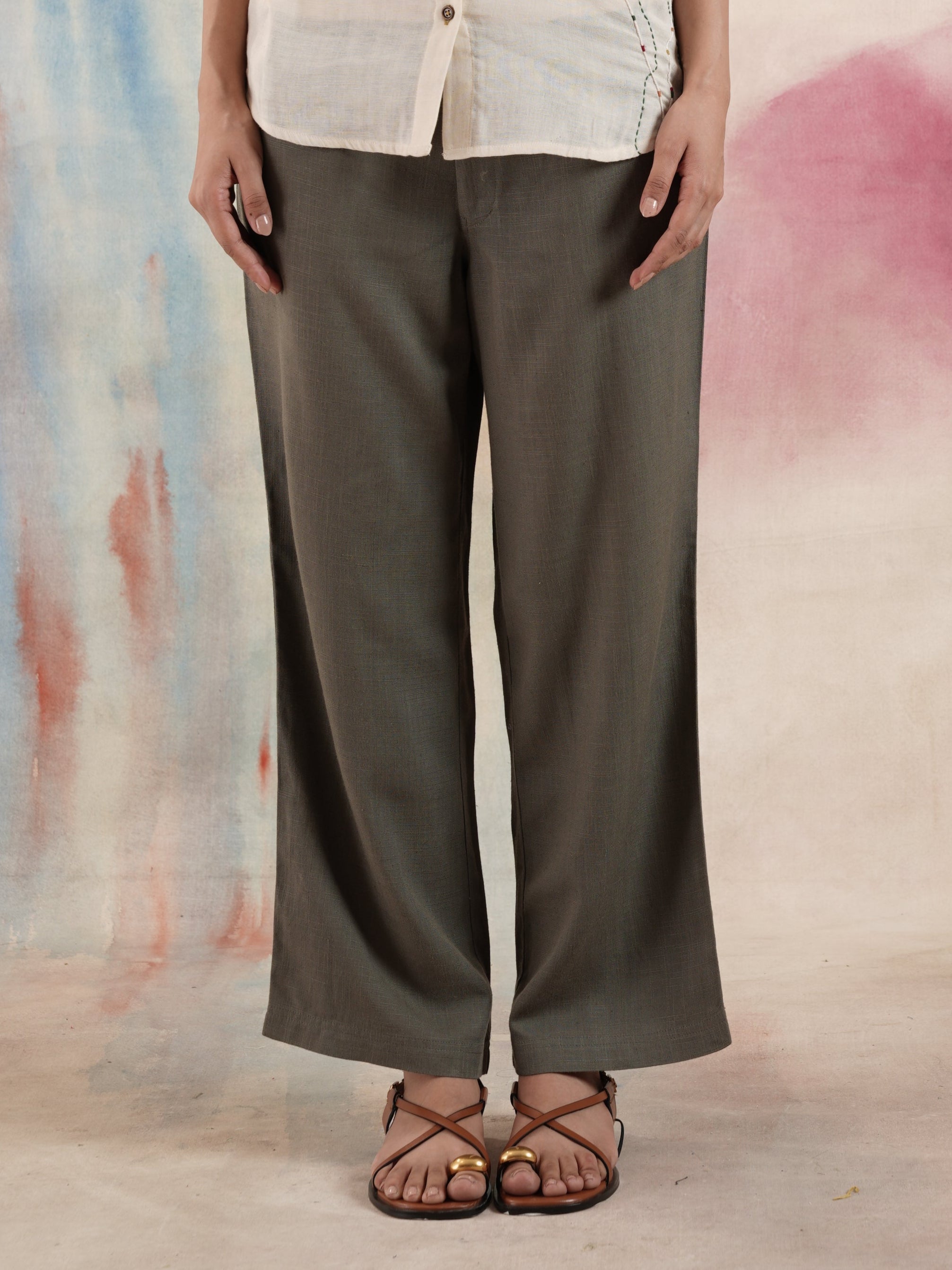 Women's Linen Viscose Straight Fit Trousers