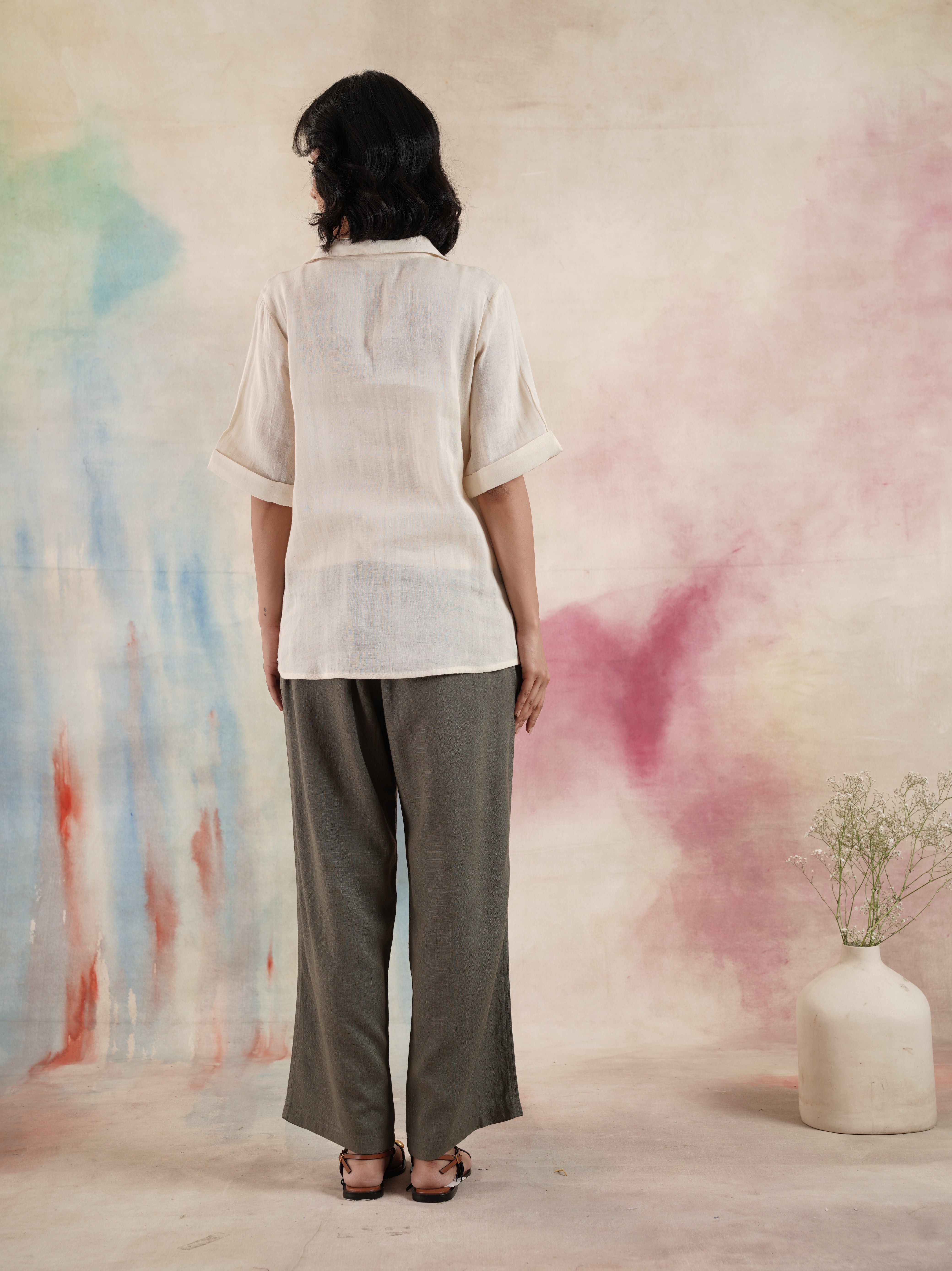 Women's Half Sleeves Cotton Embroidered Shirt