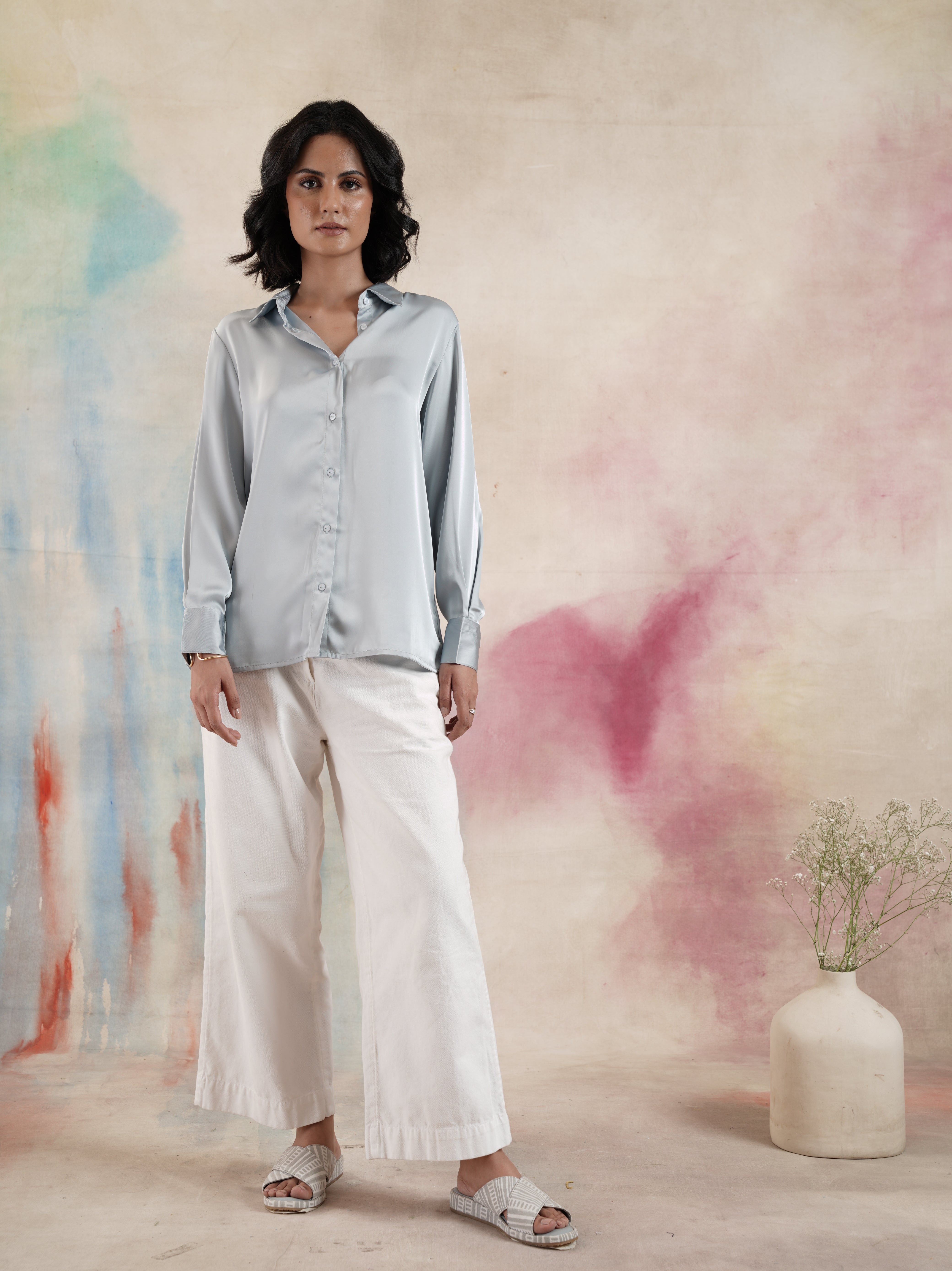 Women's Full Sleeves Blue Shirt