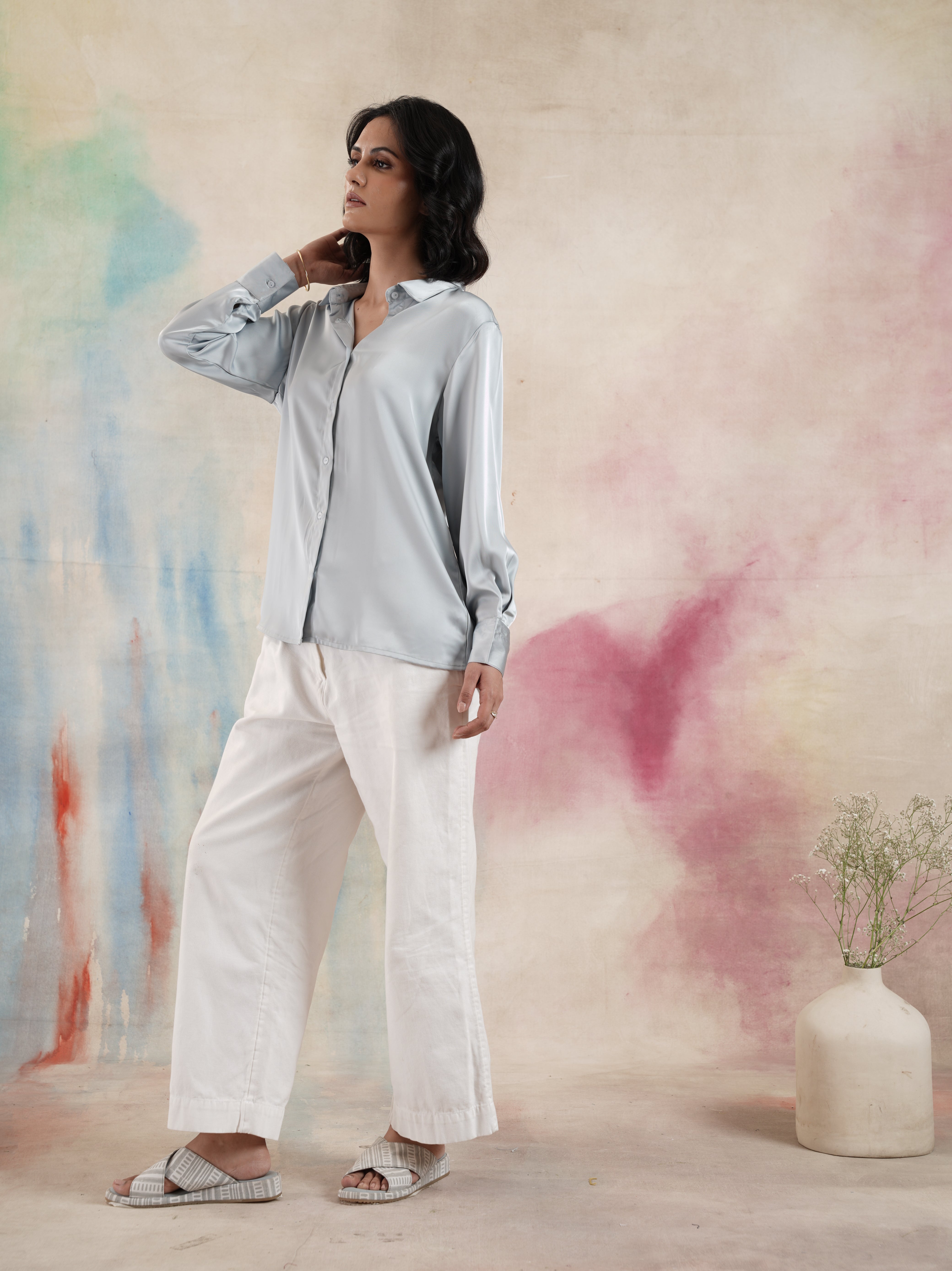 Women's Full Sleeves Blue Shirt