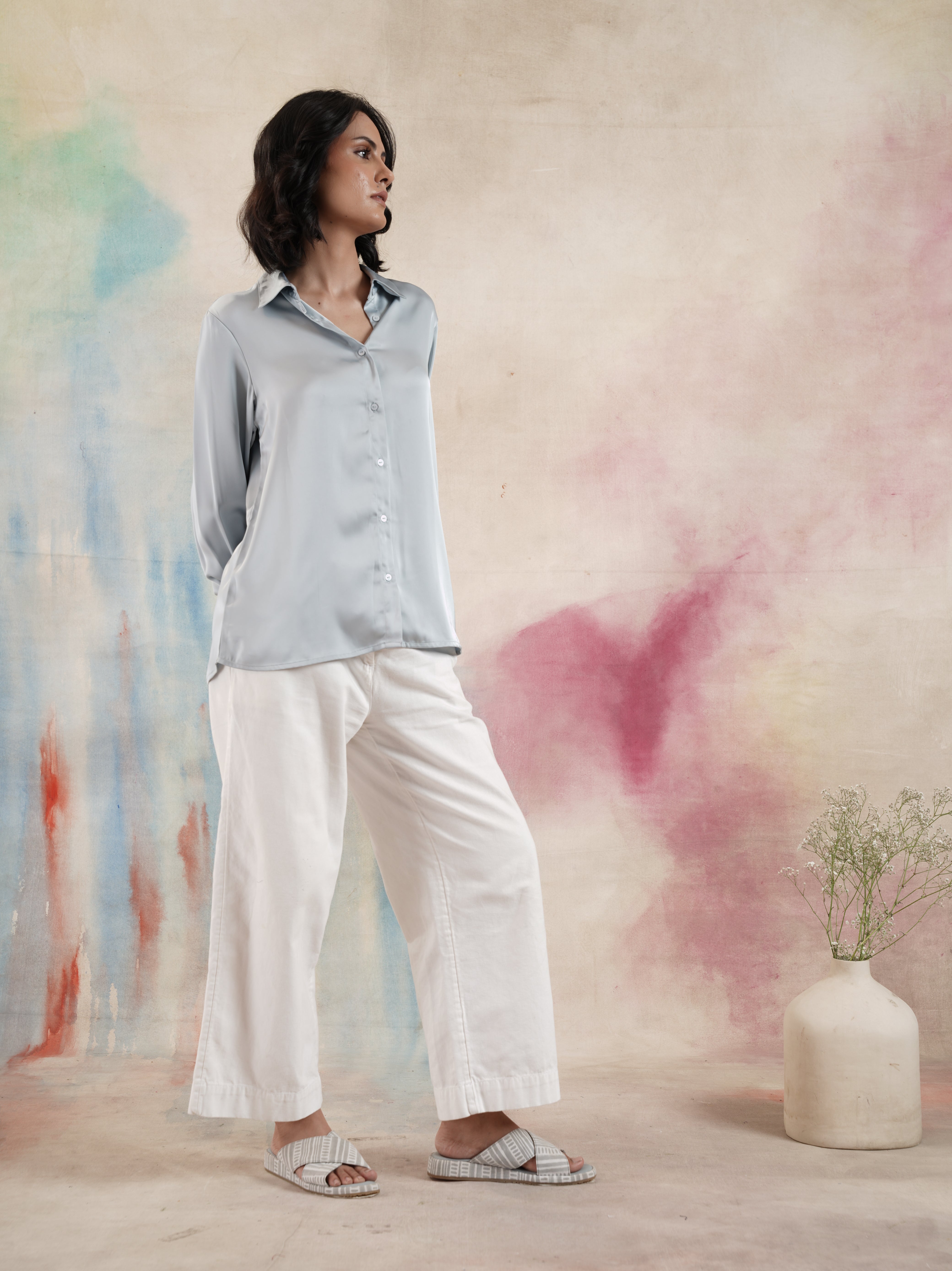 Women's Full Sleeves Blue Shirt