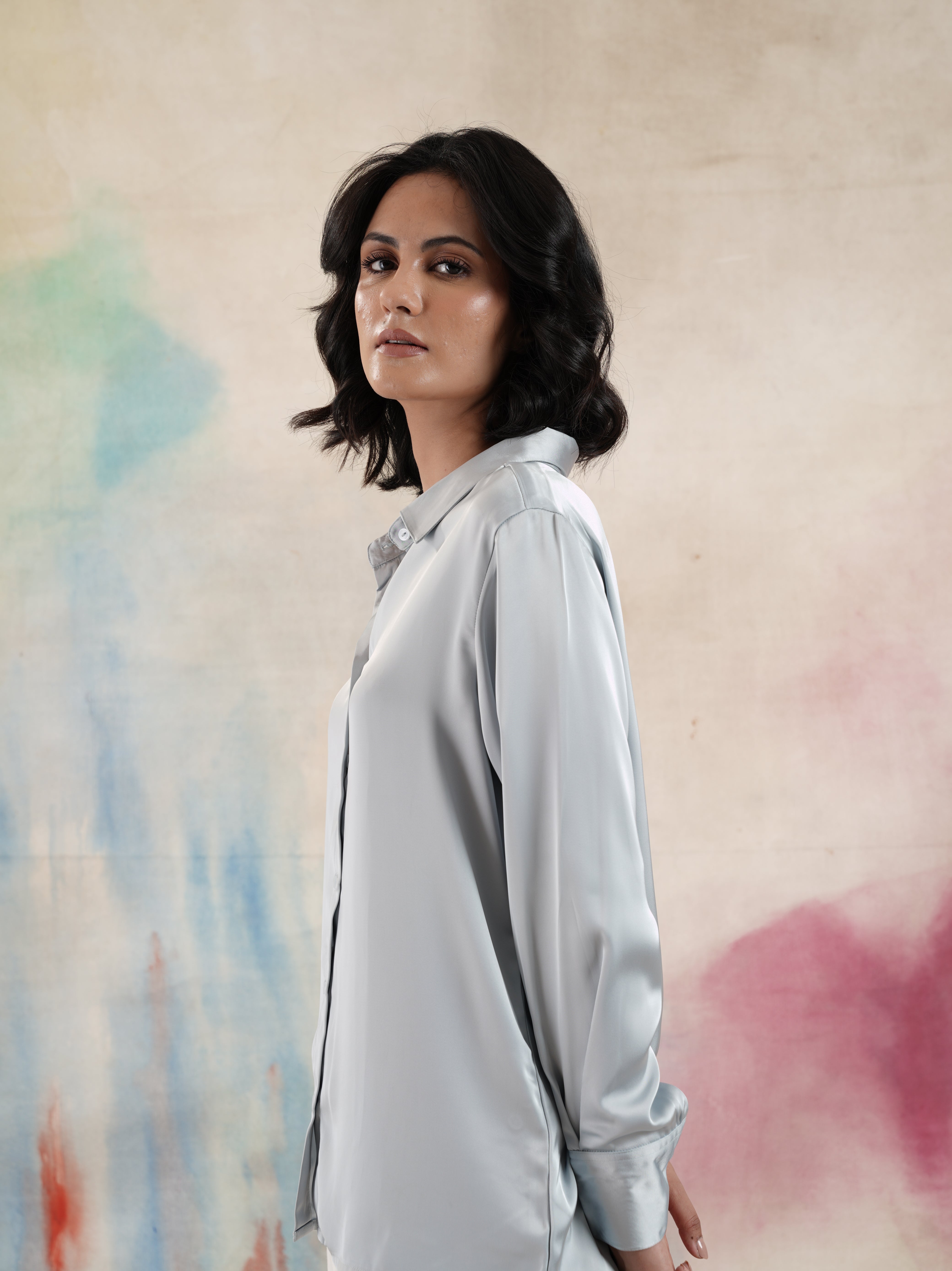Women's Full Sleeves Blue Shirt