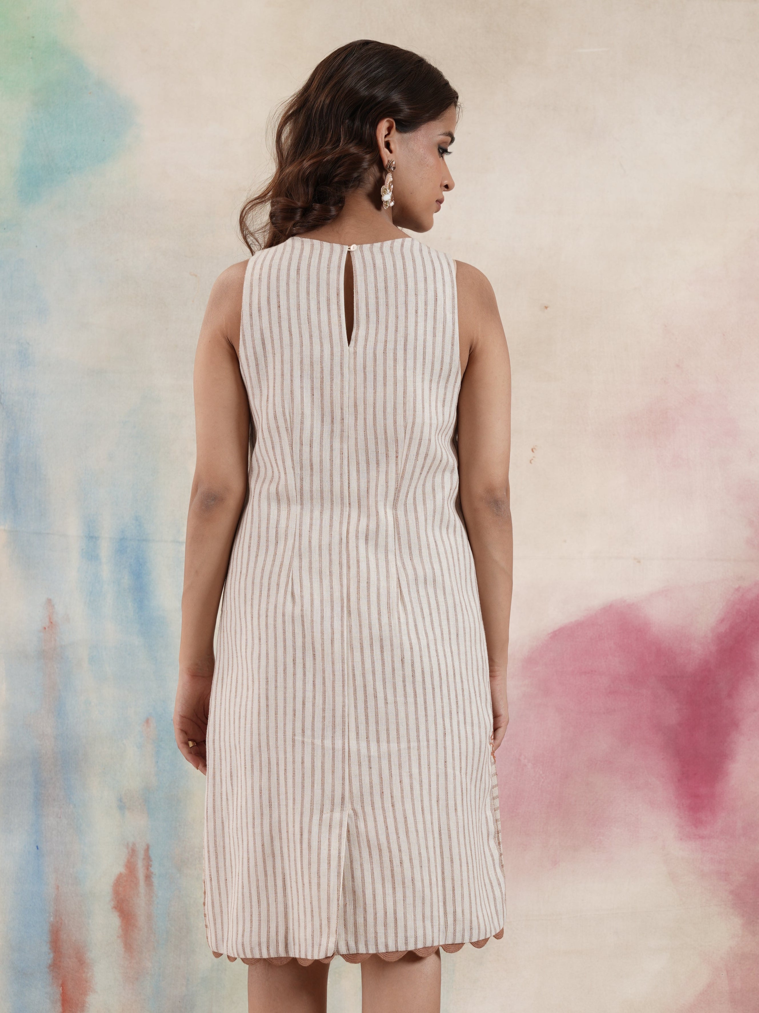 Women's Pattern Blocked Embroidered Dress