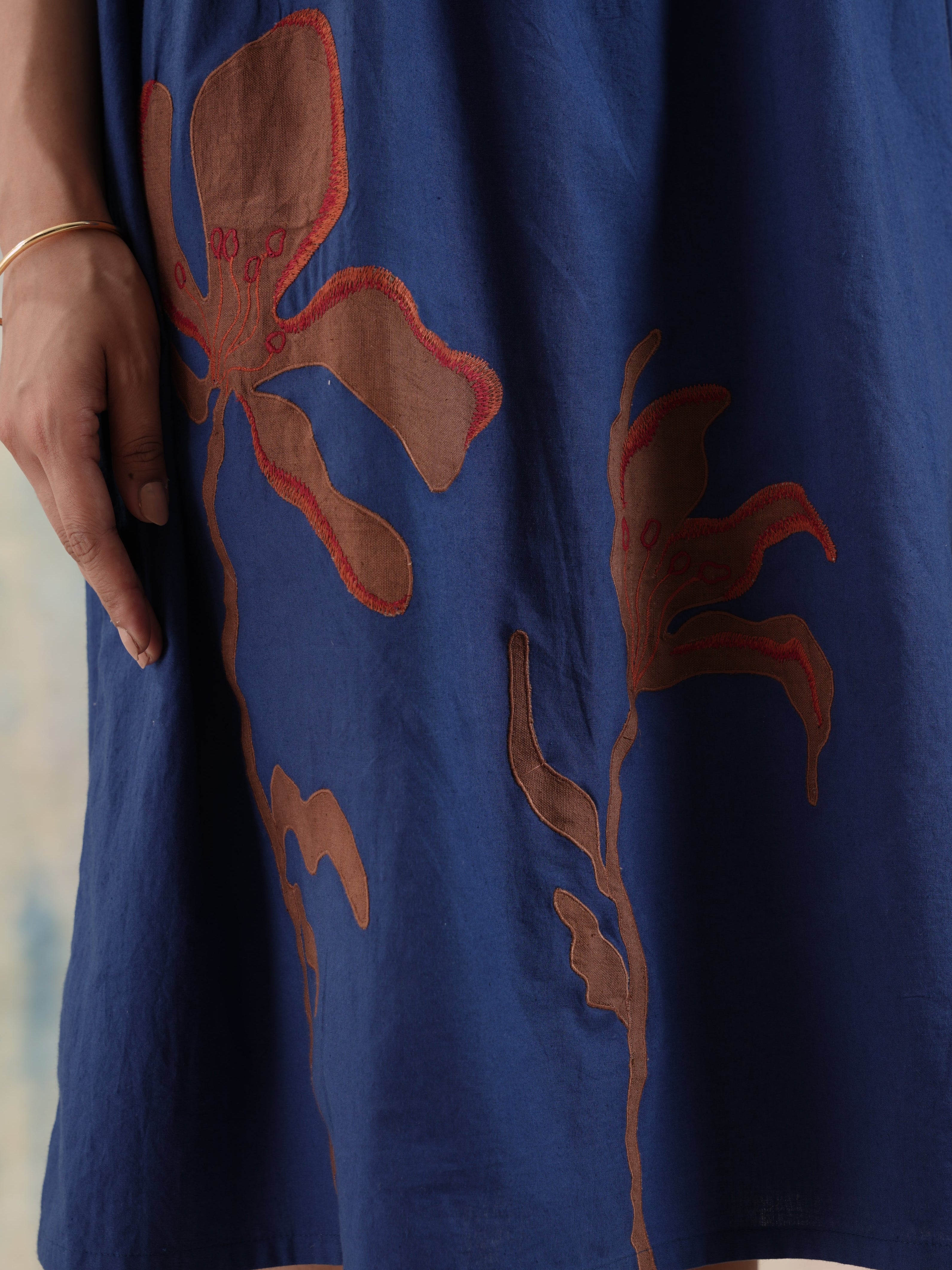 Women's Smocked Cotton Ankle Length Dress