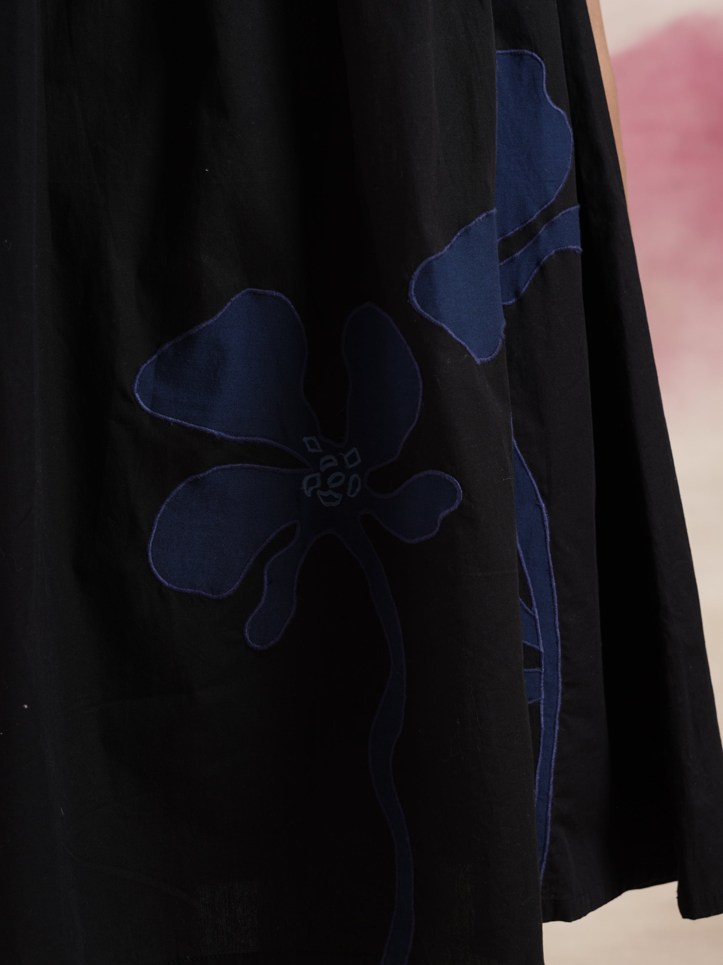 Women's Black Smocked Ankle Length Dress