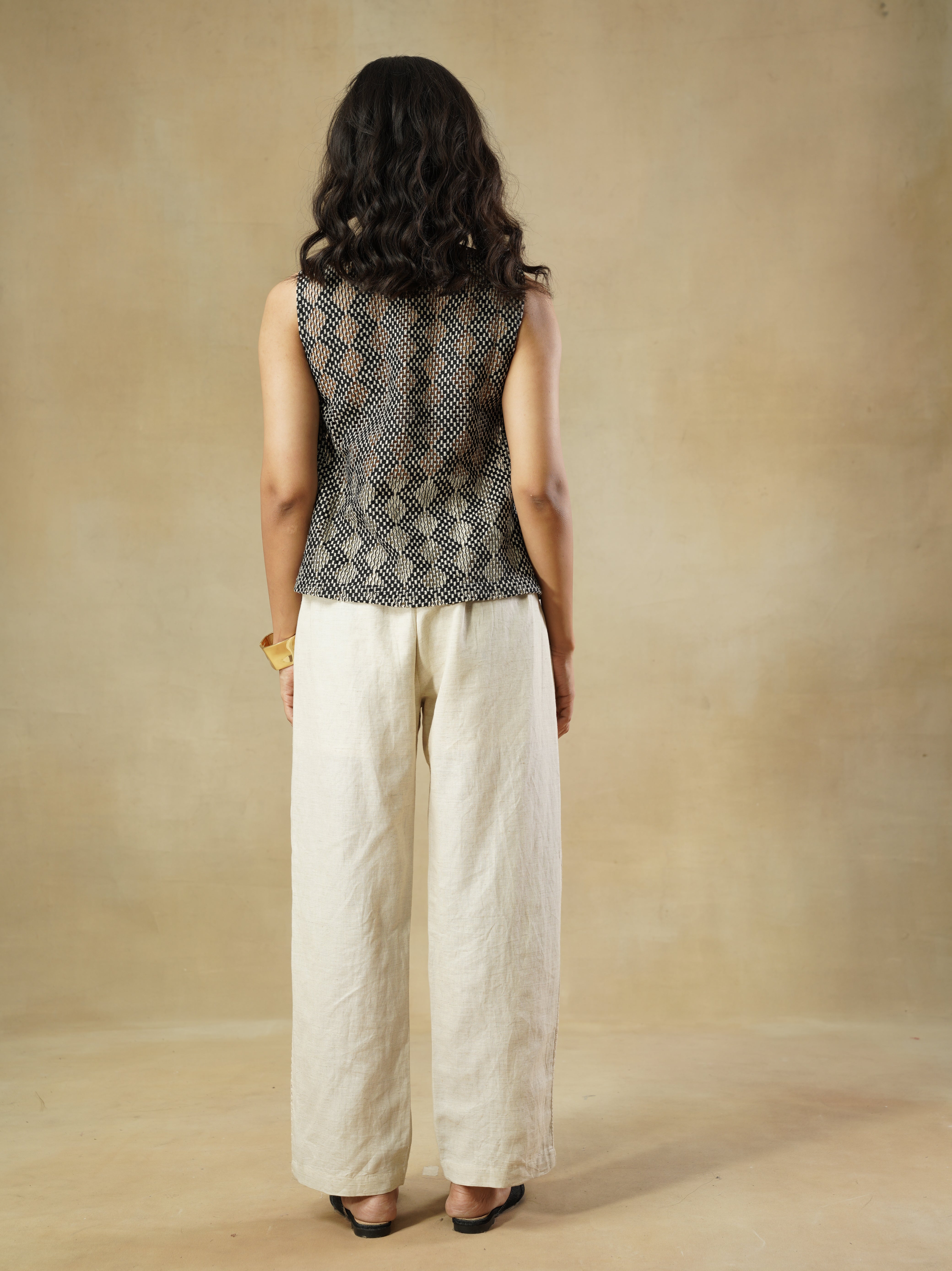 Beige Cotton-Linen Comfort Trousers
