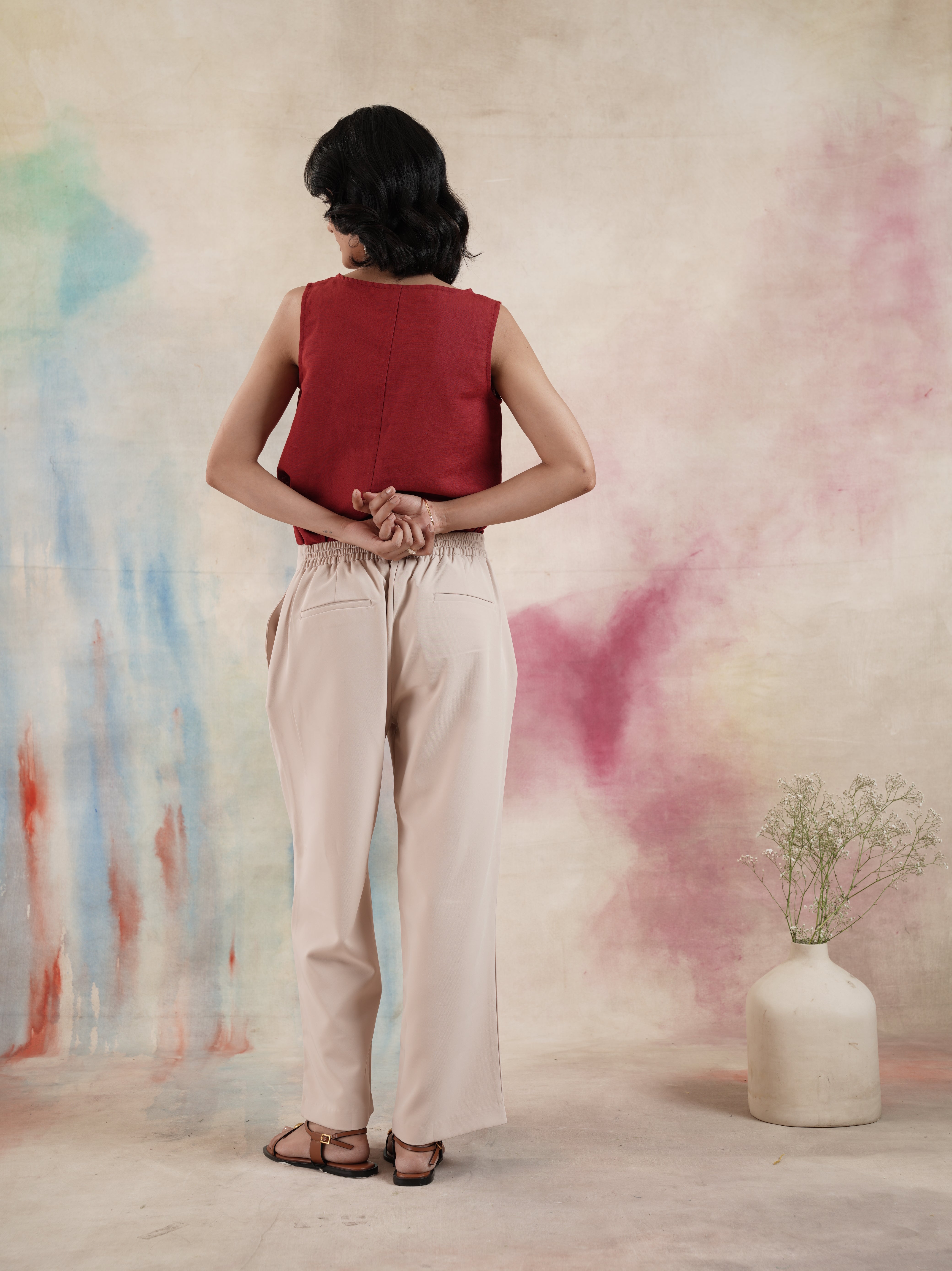 Women's Straight Fit Trouser Solid Crepe