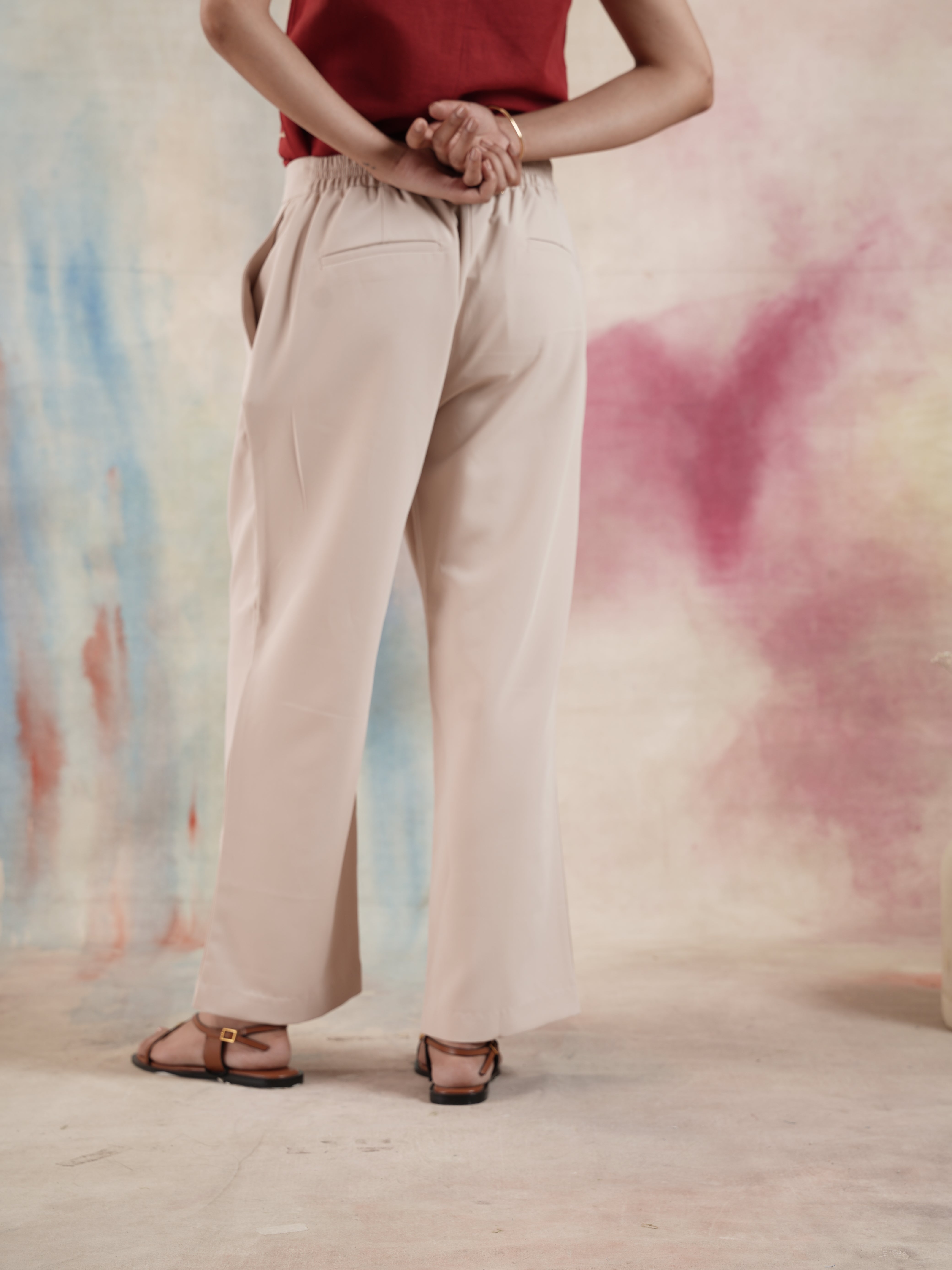 Women's Straight Fit Trouser Solid Crepe