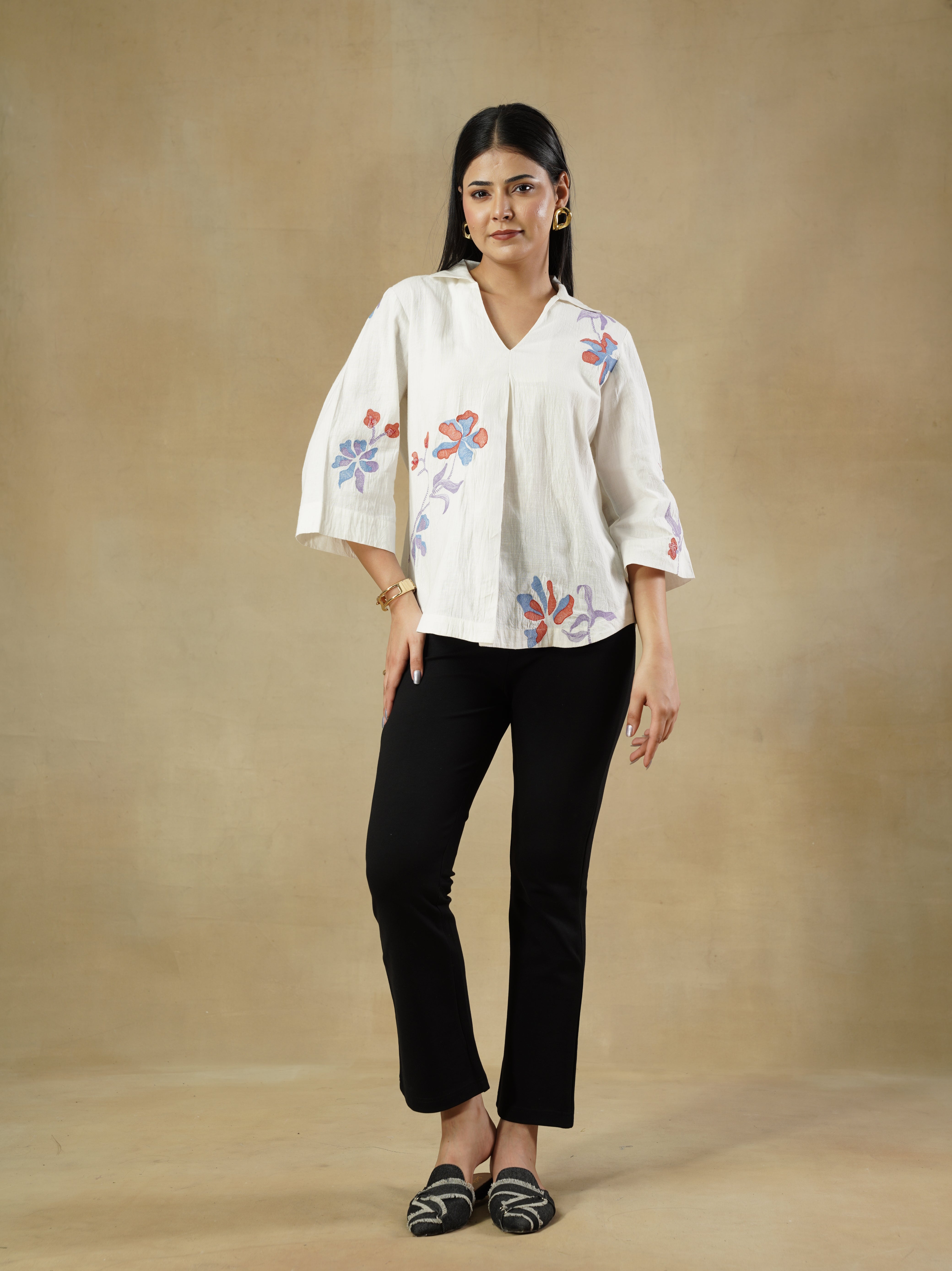 White Cotton Embroidered Tunic