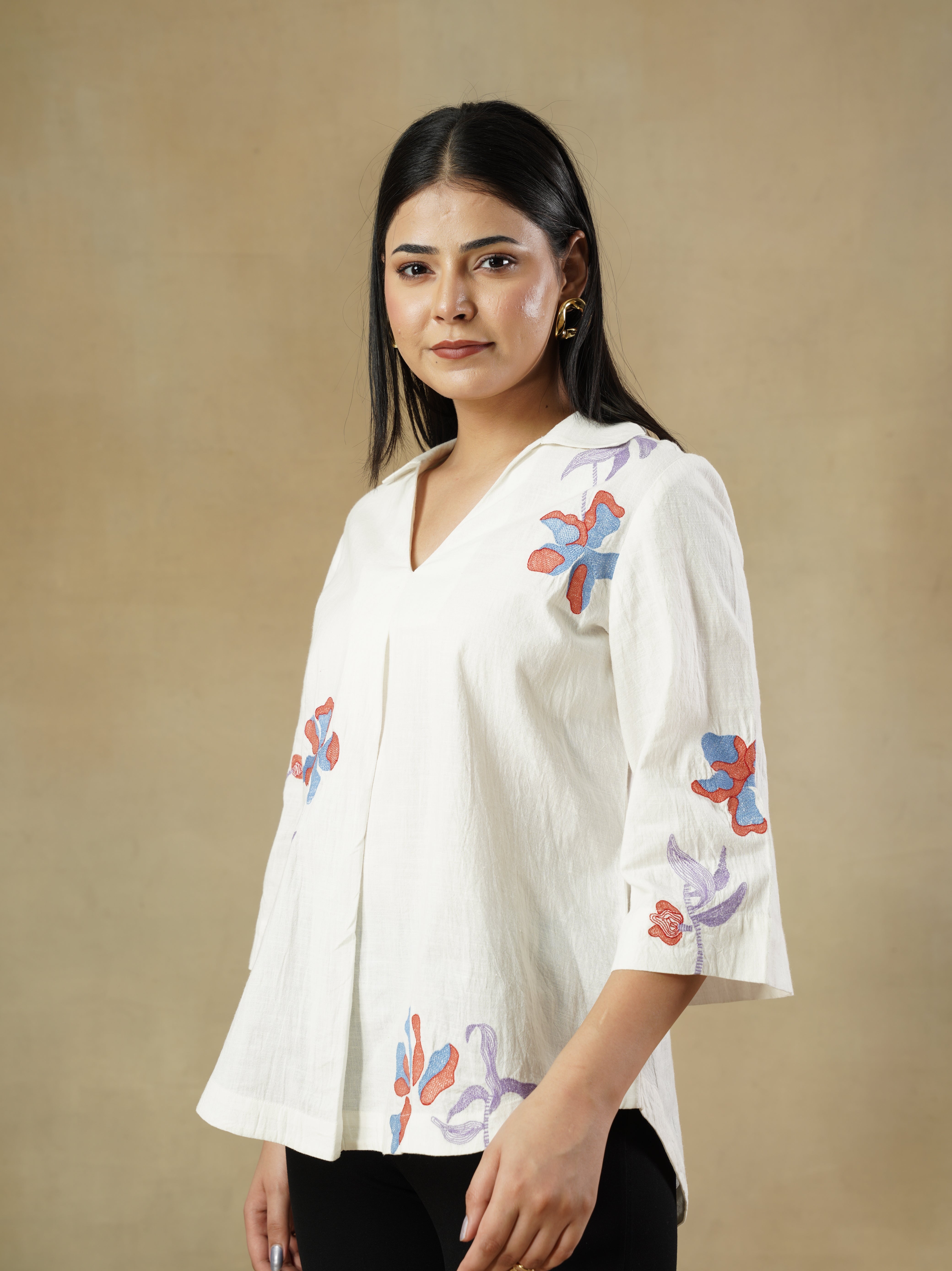 White Cotton Embroidered Tunic