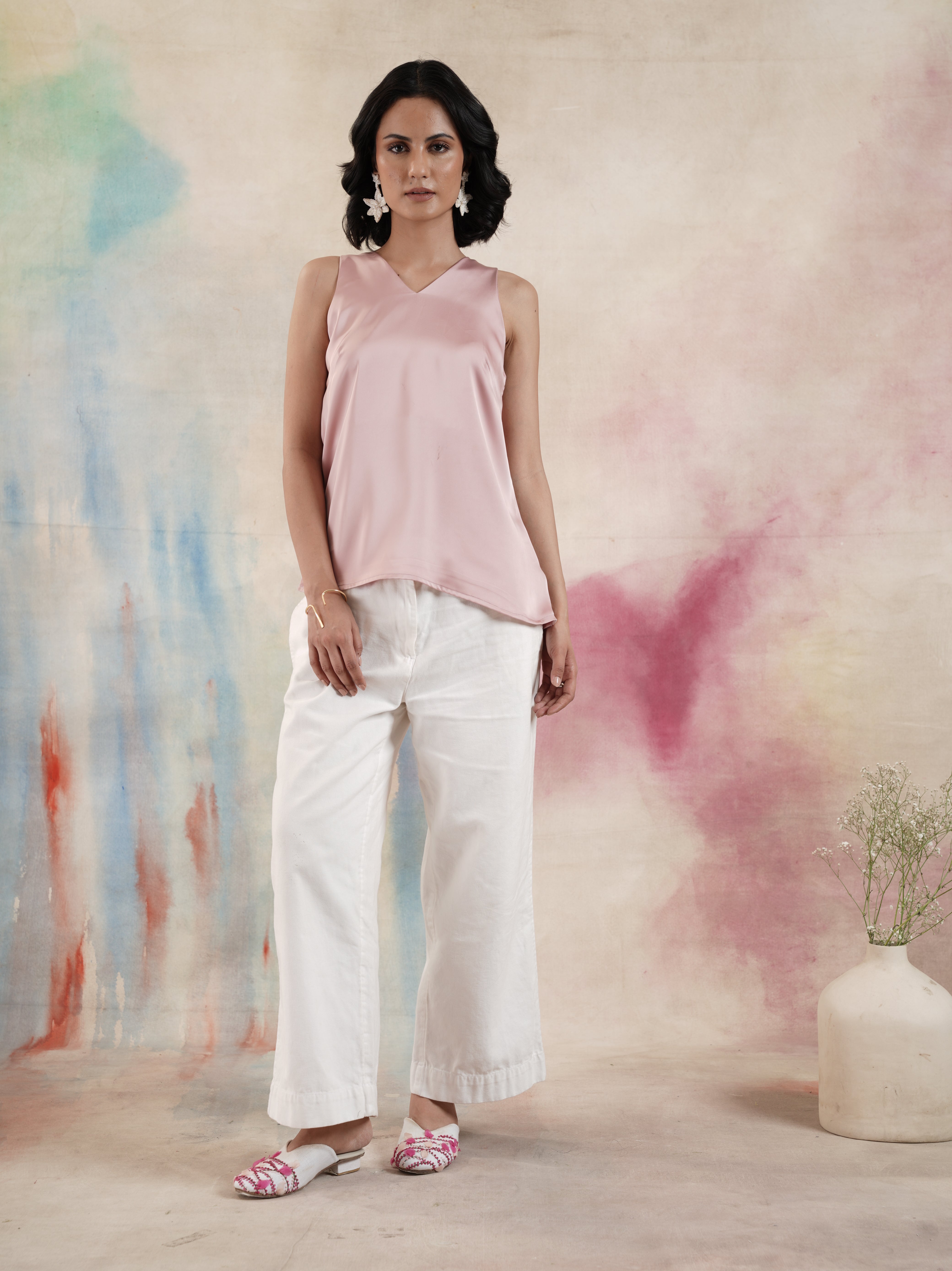 Women's Pink Sleeveless Top