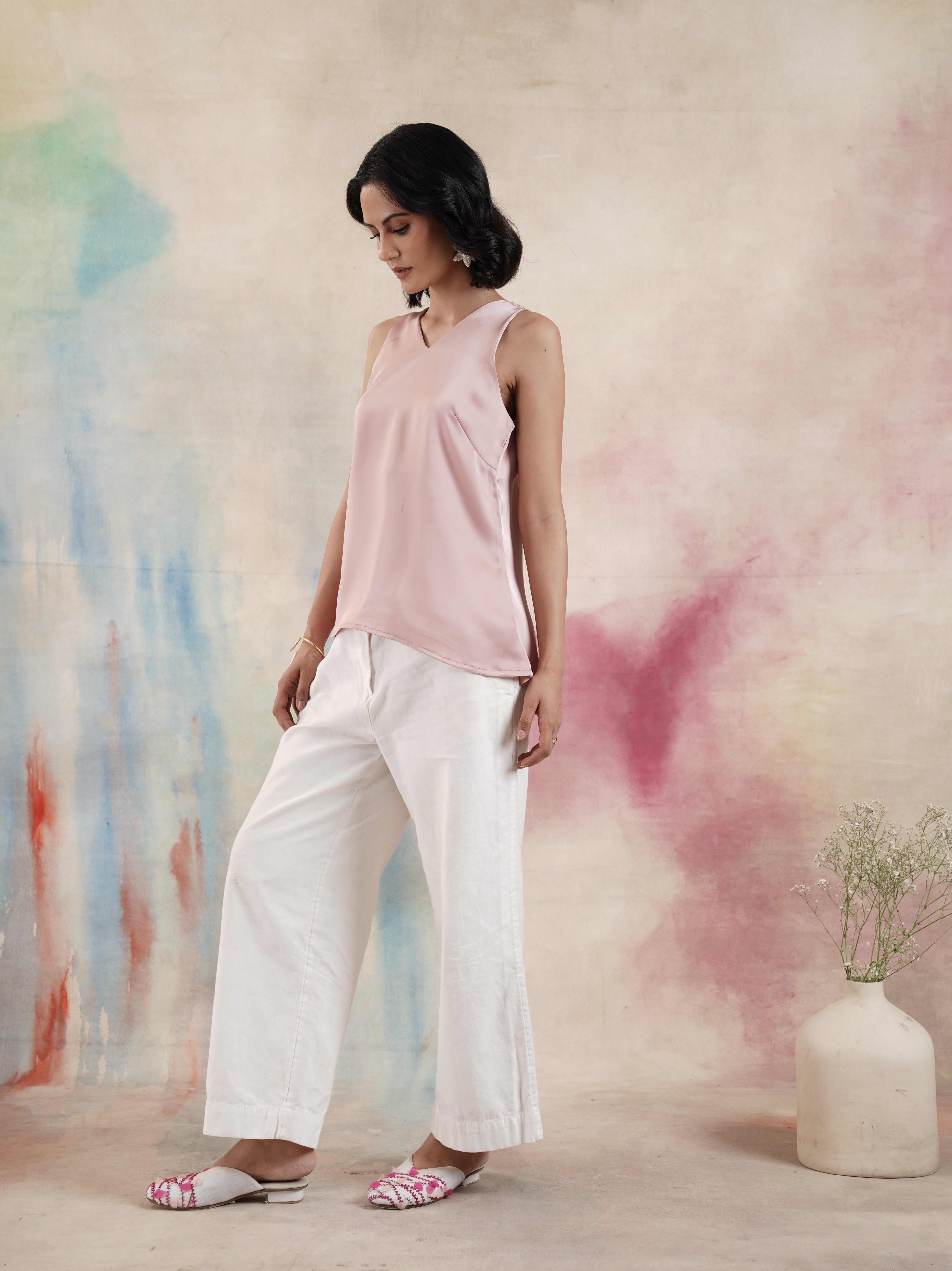 Women's Pink Sleeveless Top
