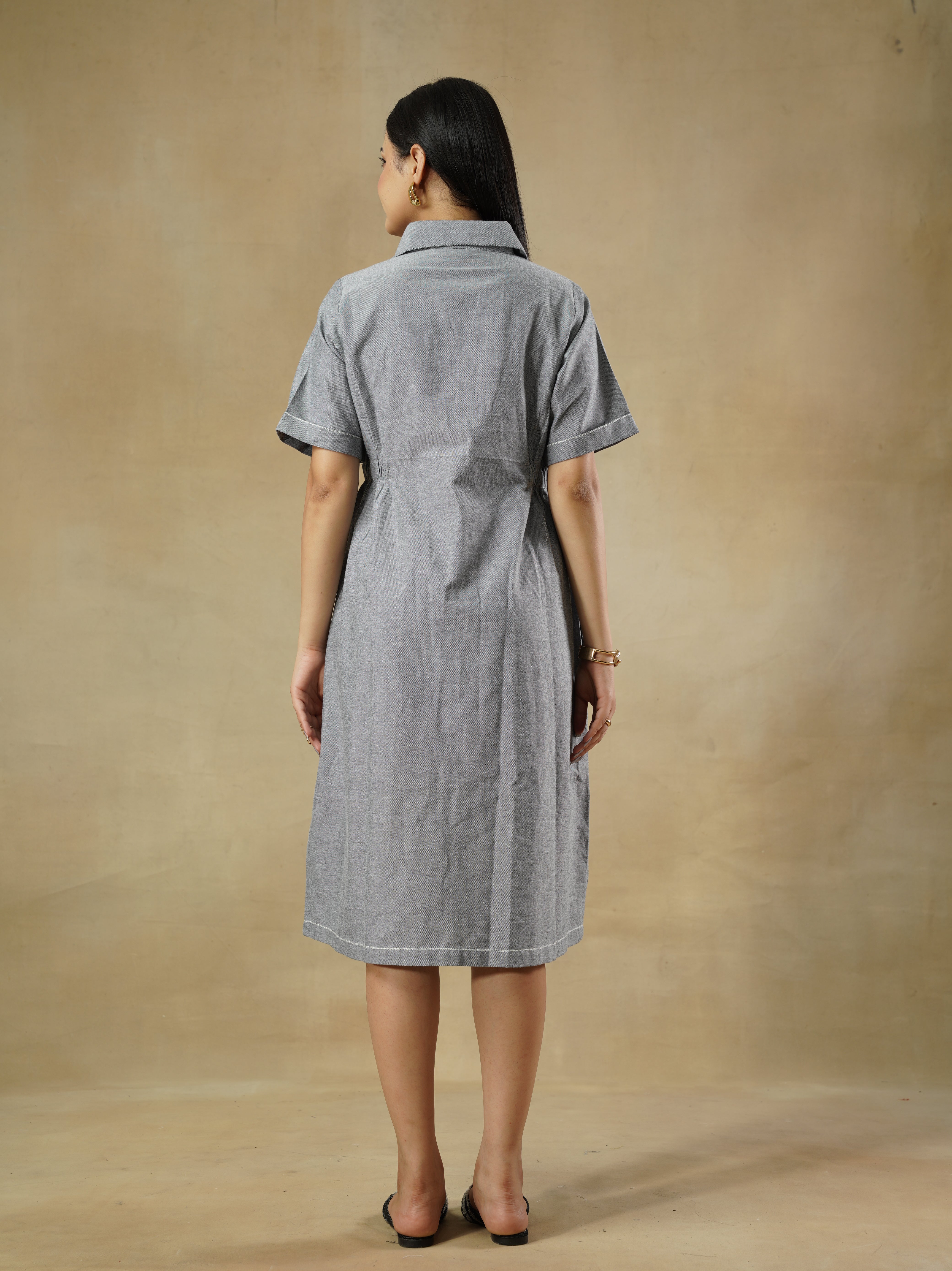 Dori Embroidered Chambray Shirt Dress