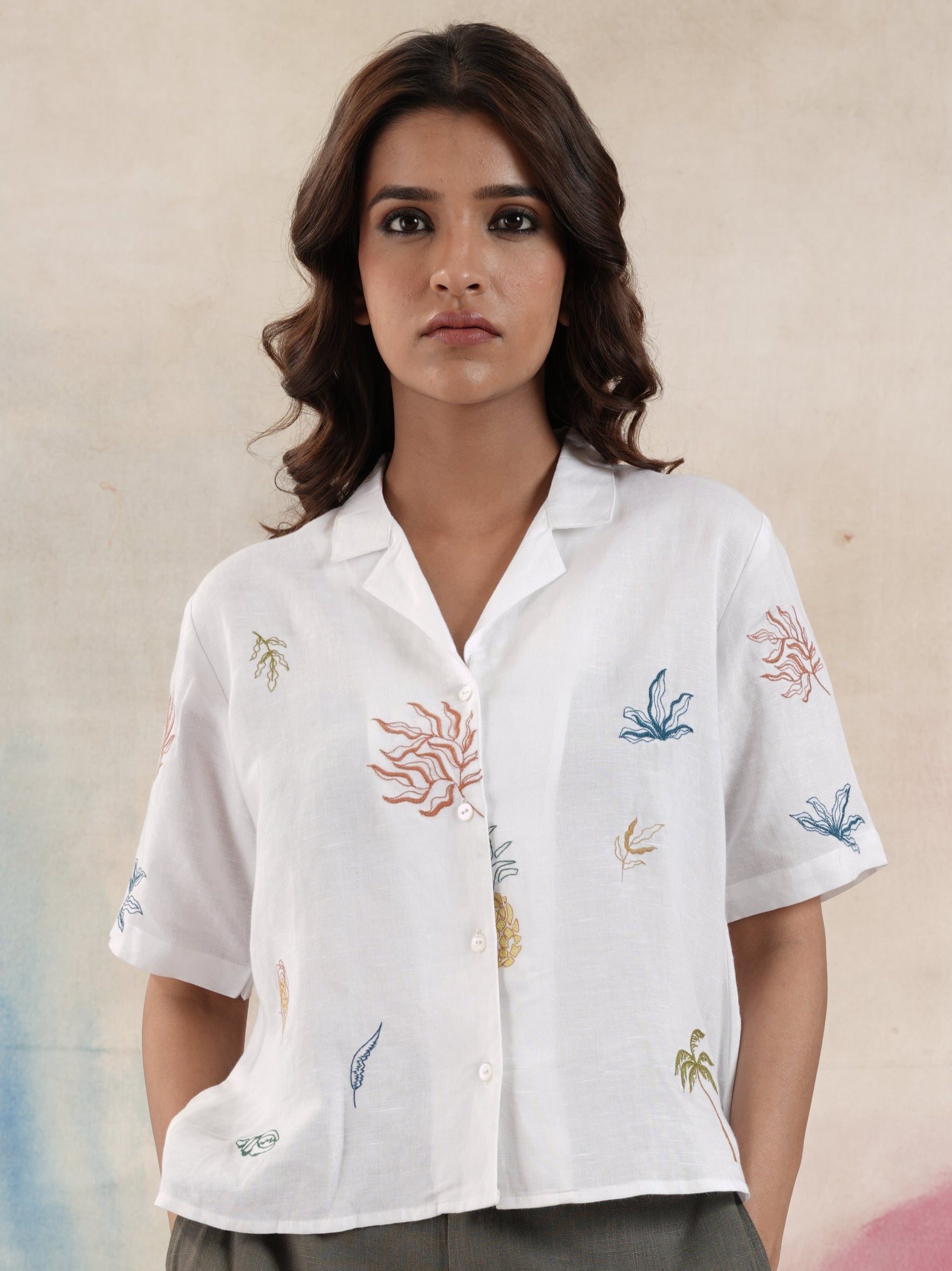 Women's Linen Embroidered Shirt