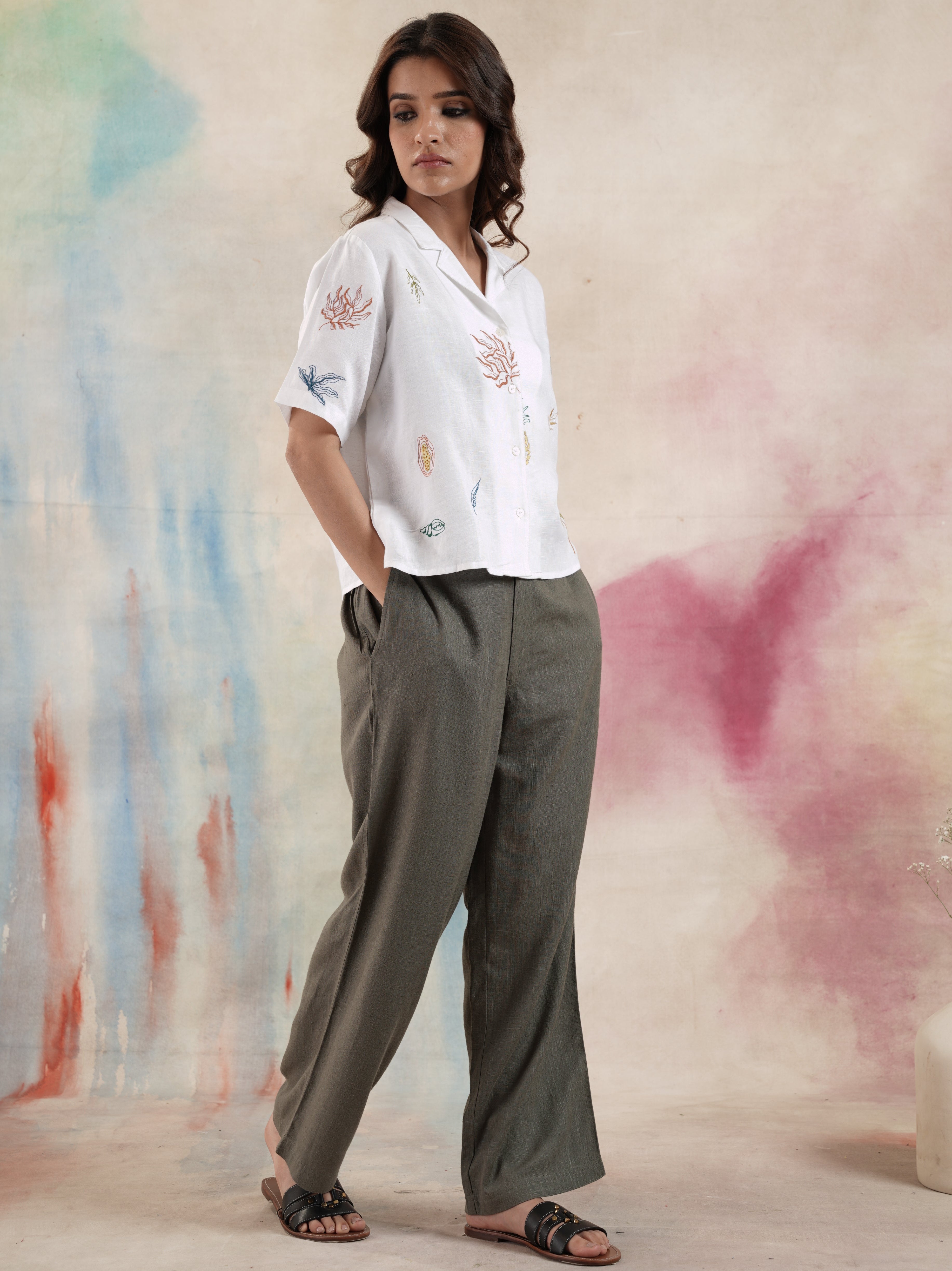 Women's Linen Embroidered Shirt