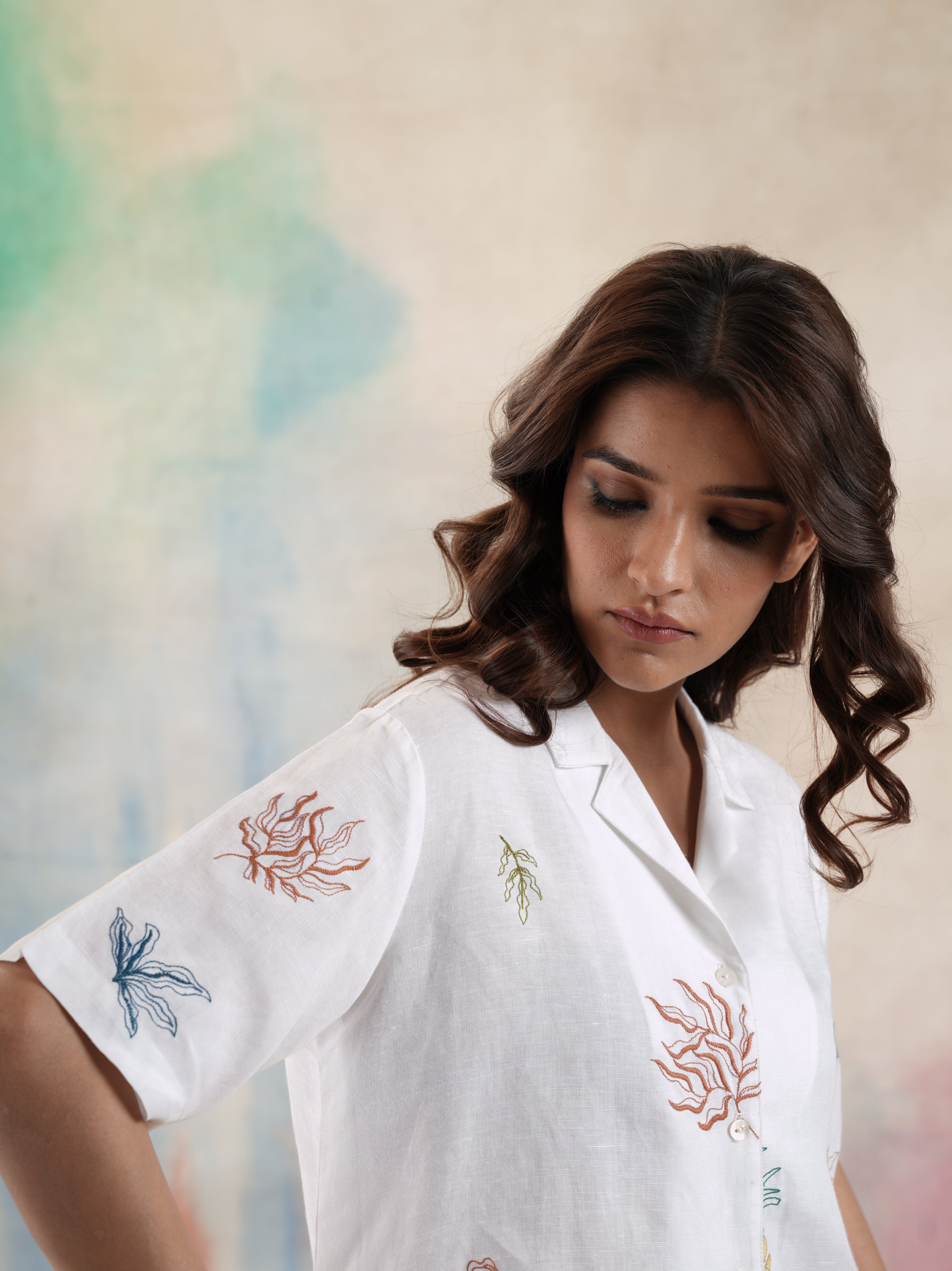 Women's Linen Embroidered Shirt