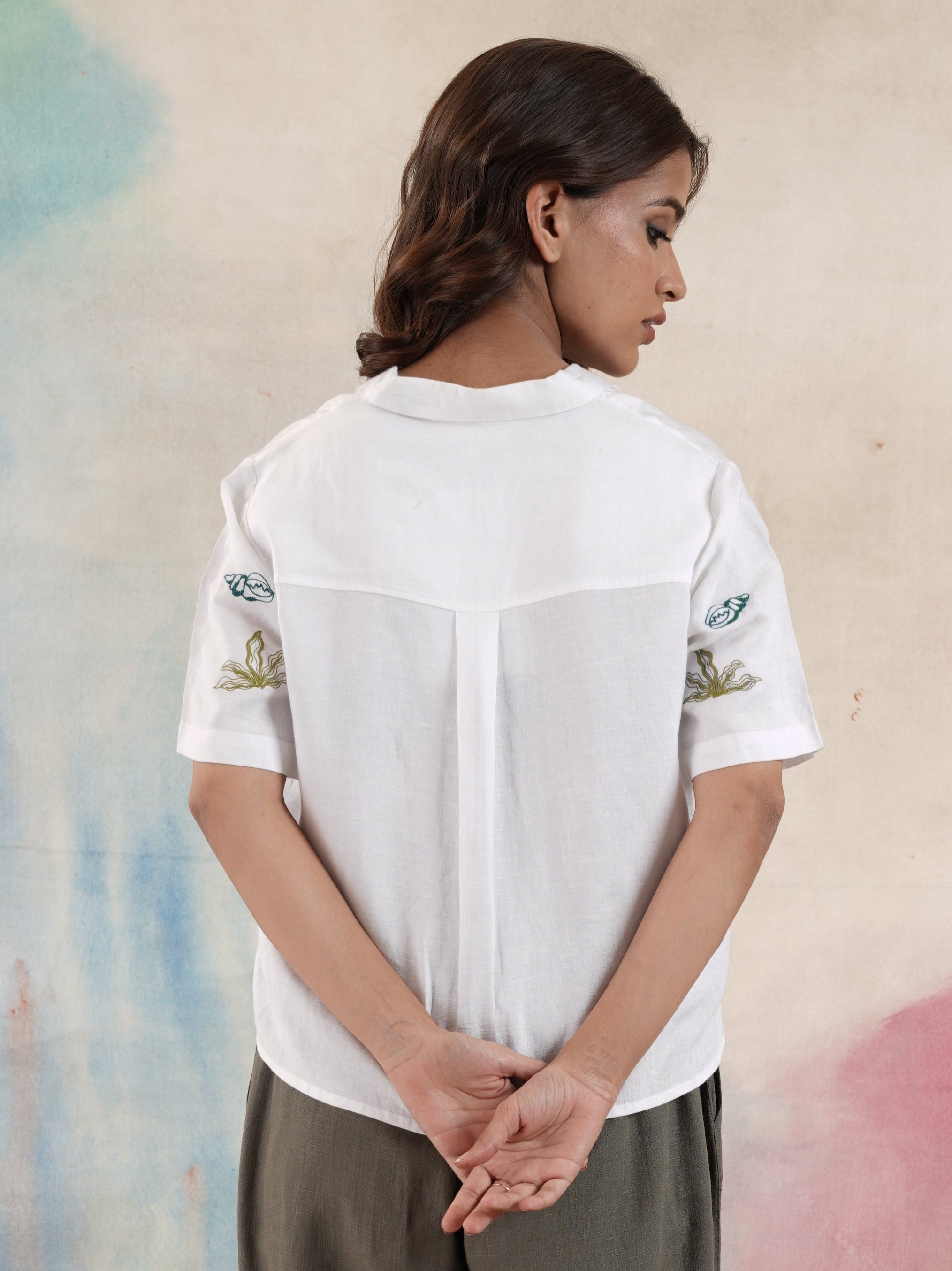 Women's Linen Embroidered Shirt