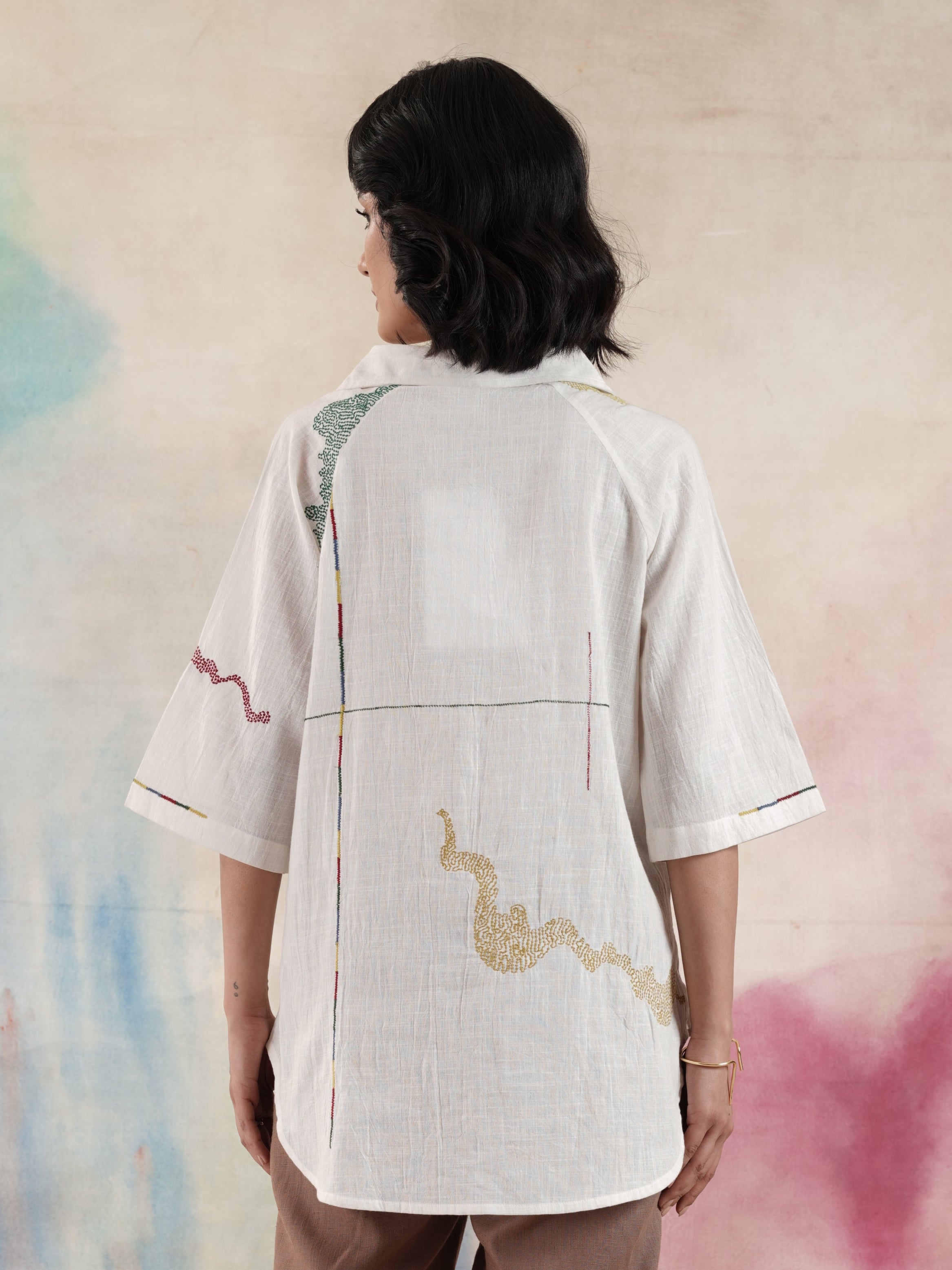 Women's Off White Embroidered Shirt