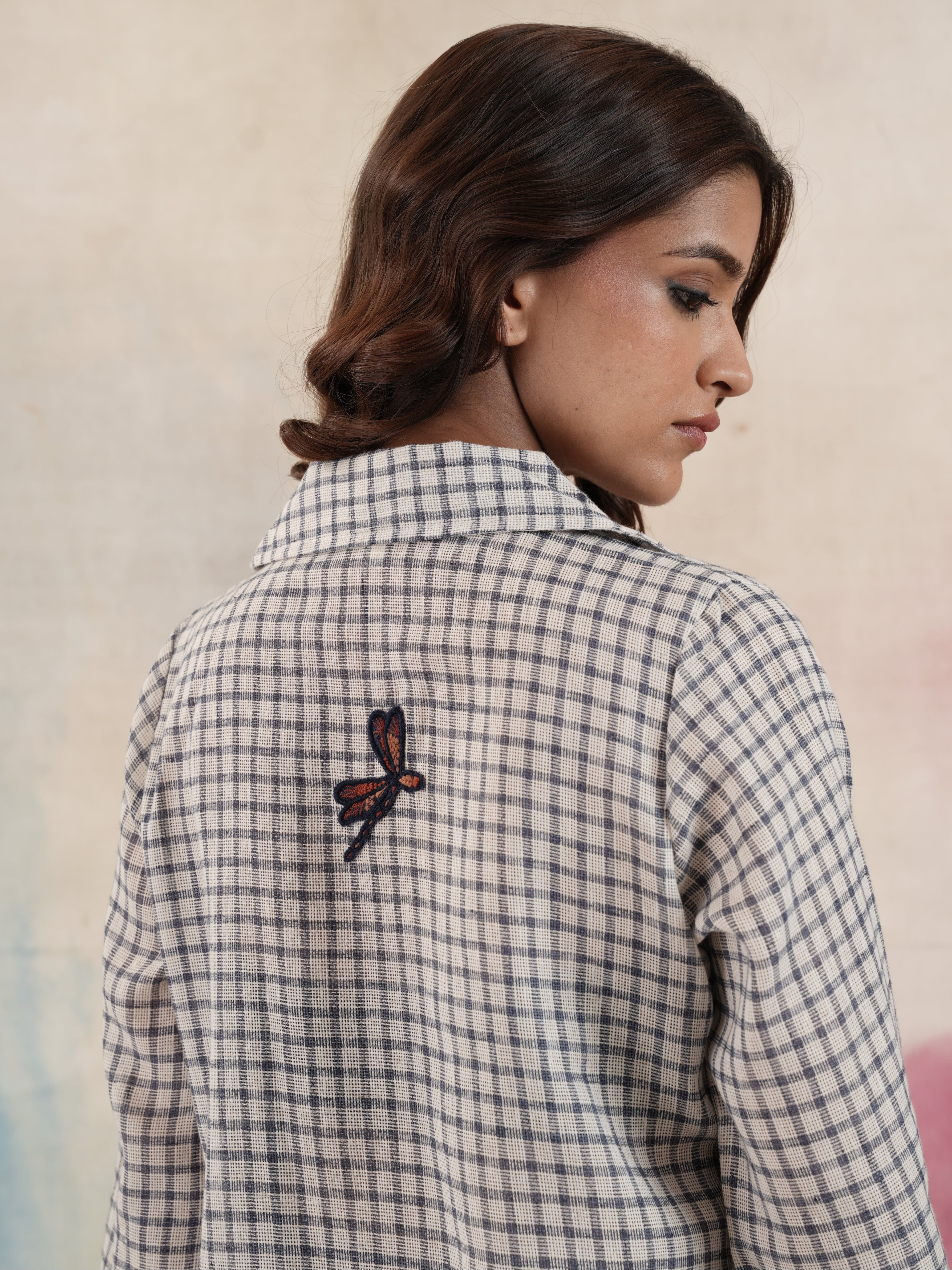 Women's Navy Appliqued Line Top