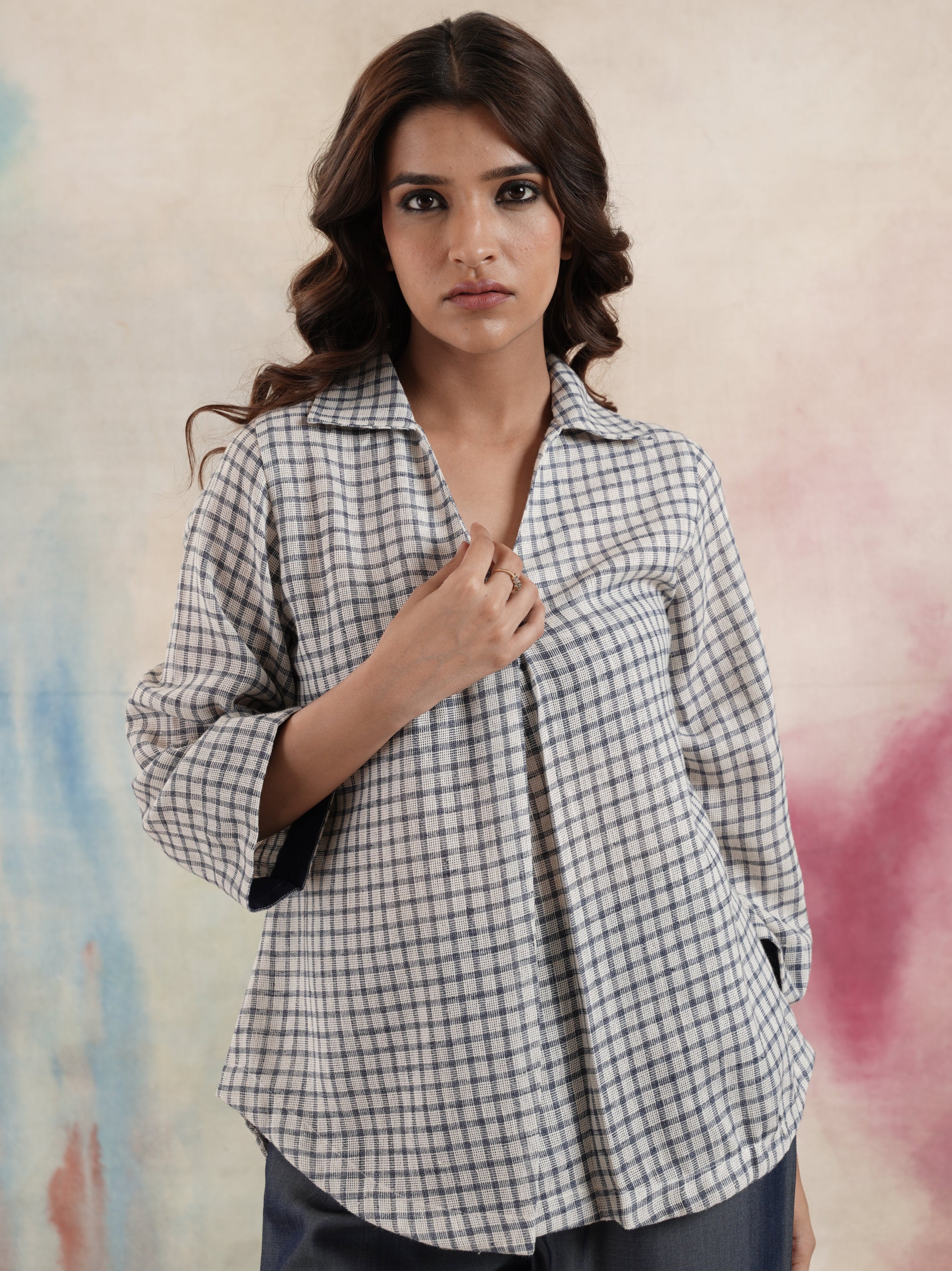 Women's Navy Appliqued Line Top