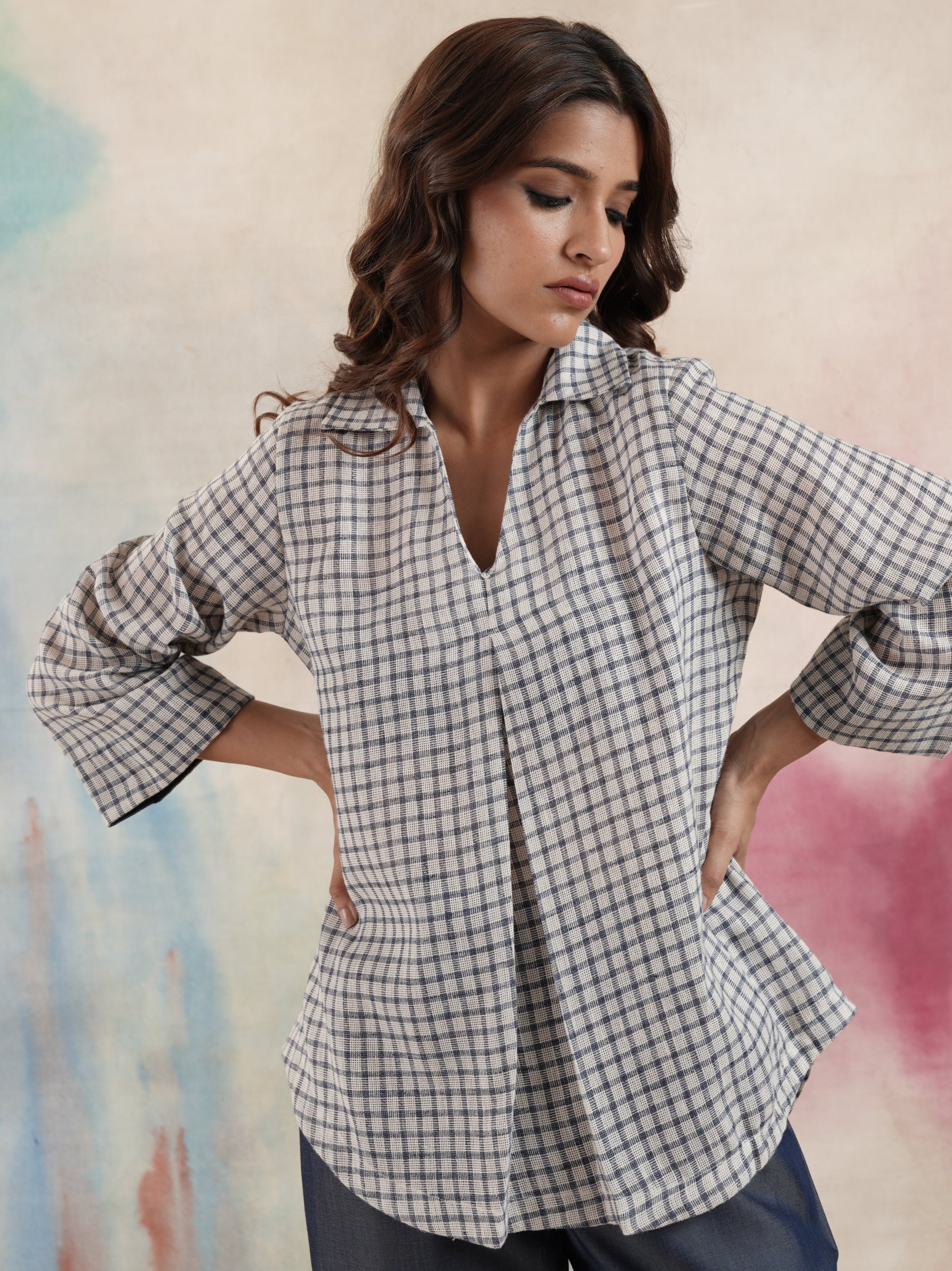 Women's Navy Appliqued Line Top