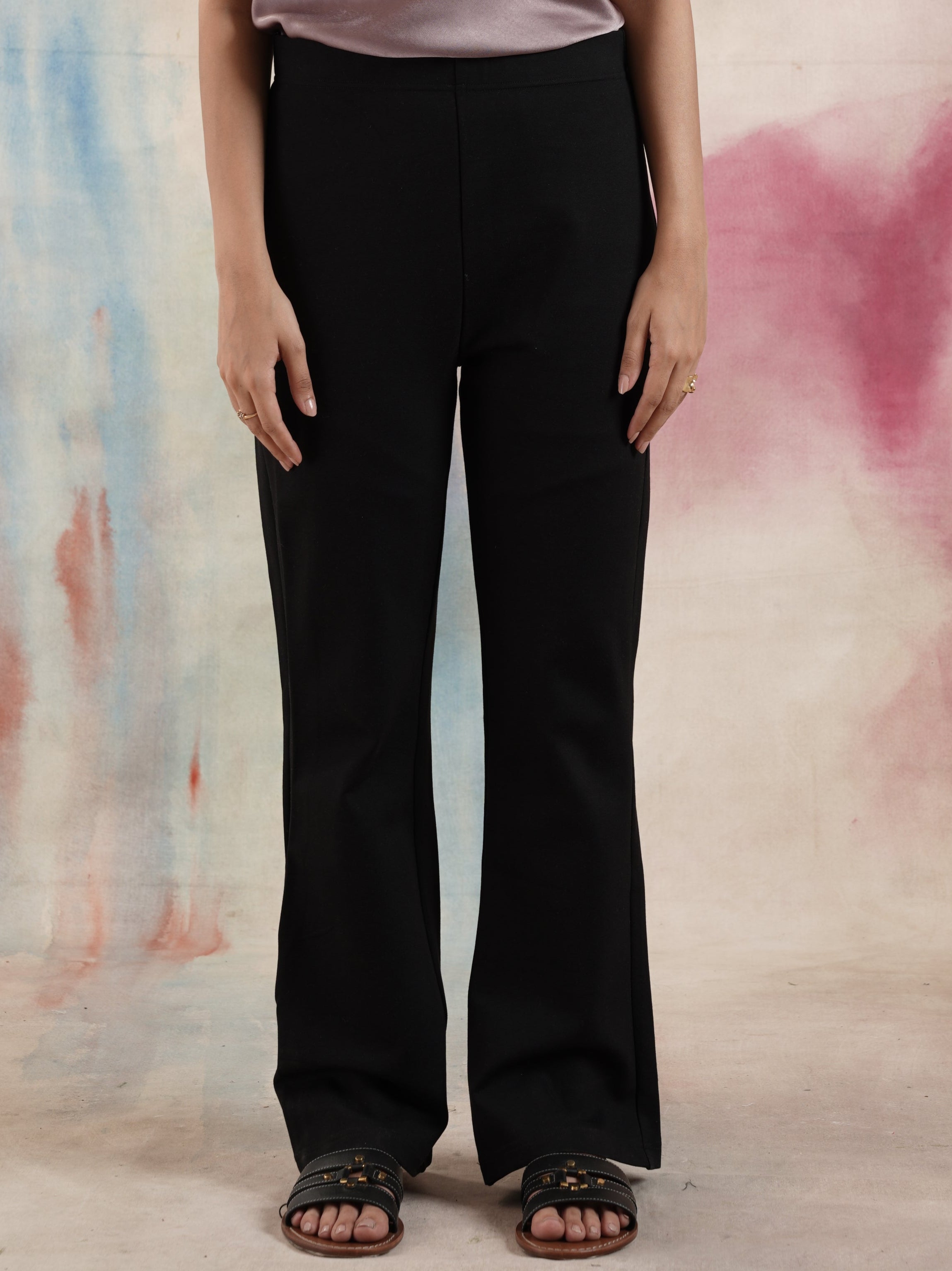 Women's Black Flared Jeggings
